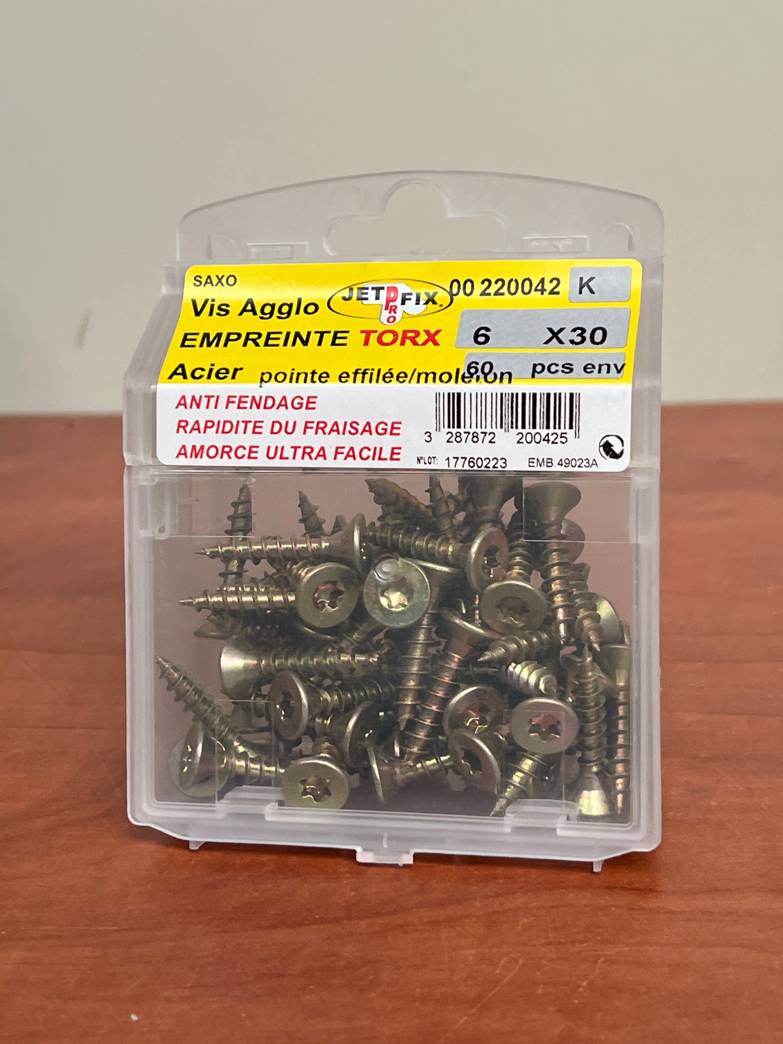 SAXO Jetfix vis aggloméré Torx 6 x 30 en acier (boîte env. 100 pièces)