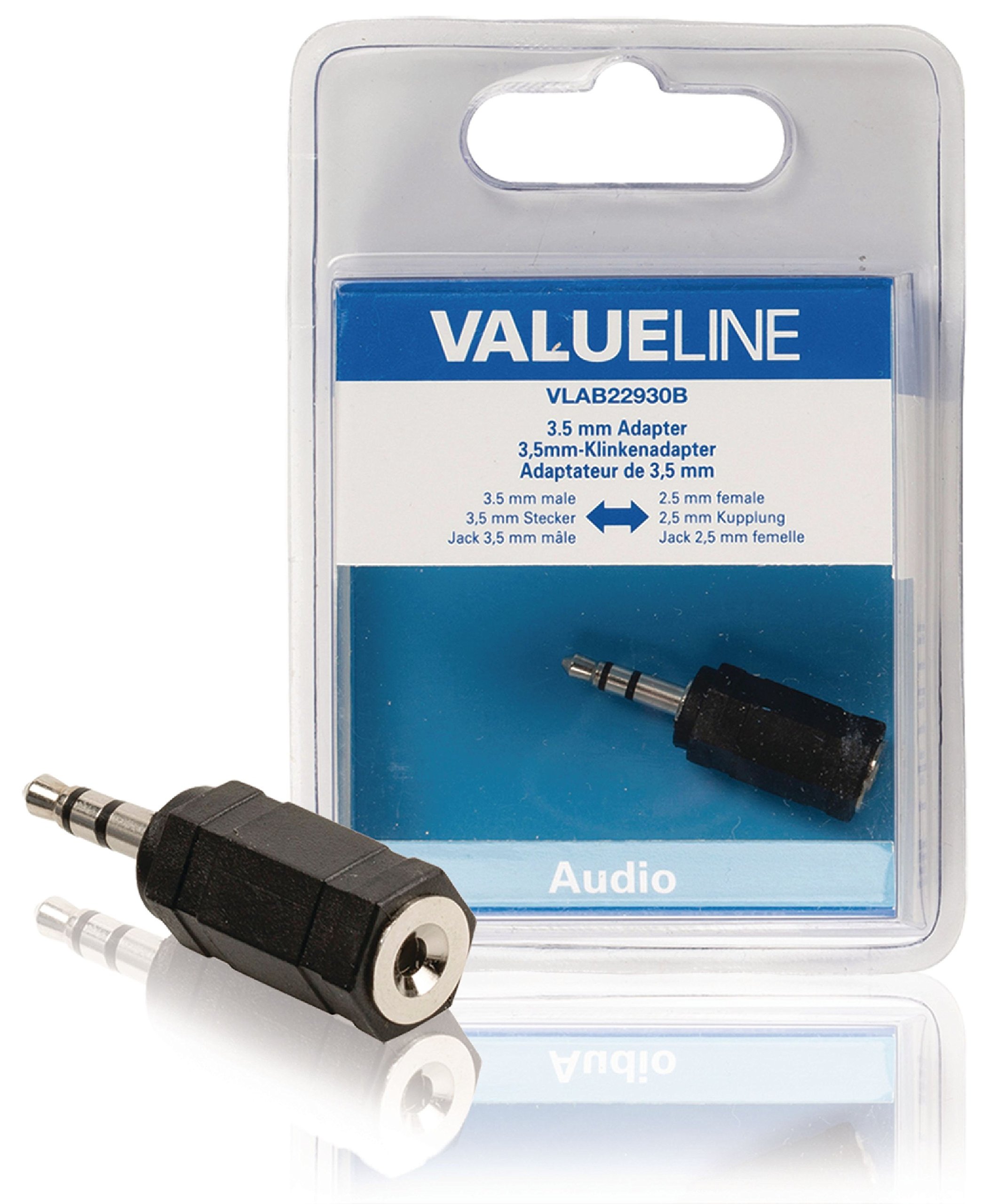 Adaptateur Jack stereo 3,5 mm mâle - 2,5 mm femelle Noir