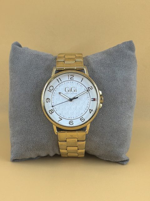 Montre femme Tommy Hilfiger Gigi Hadid doré bracelet acier cadran blanc