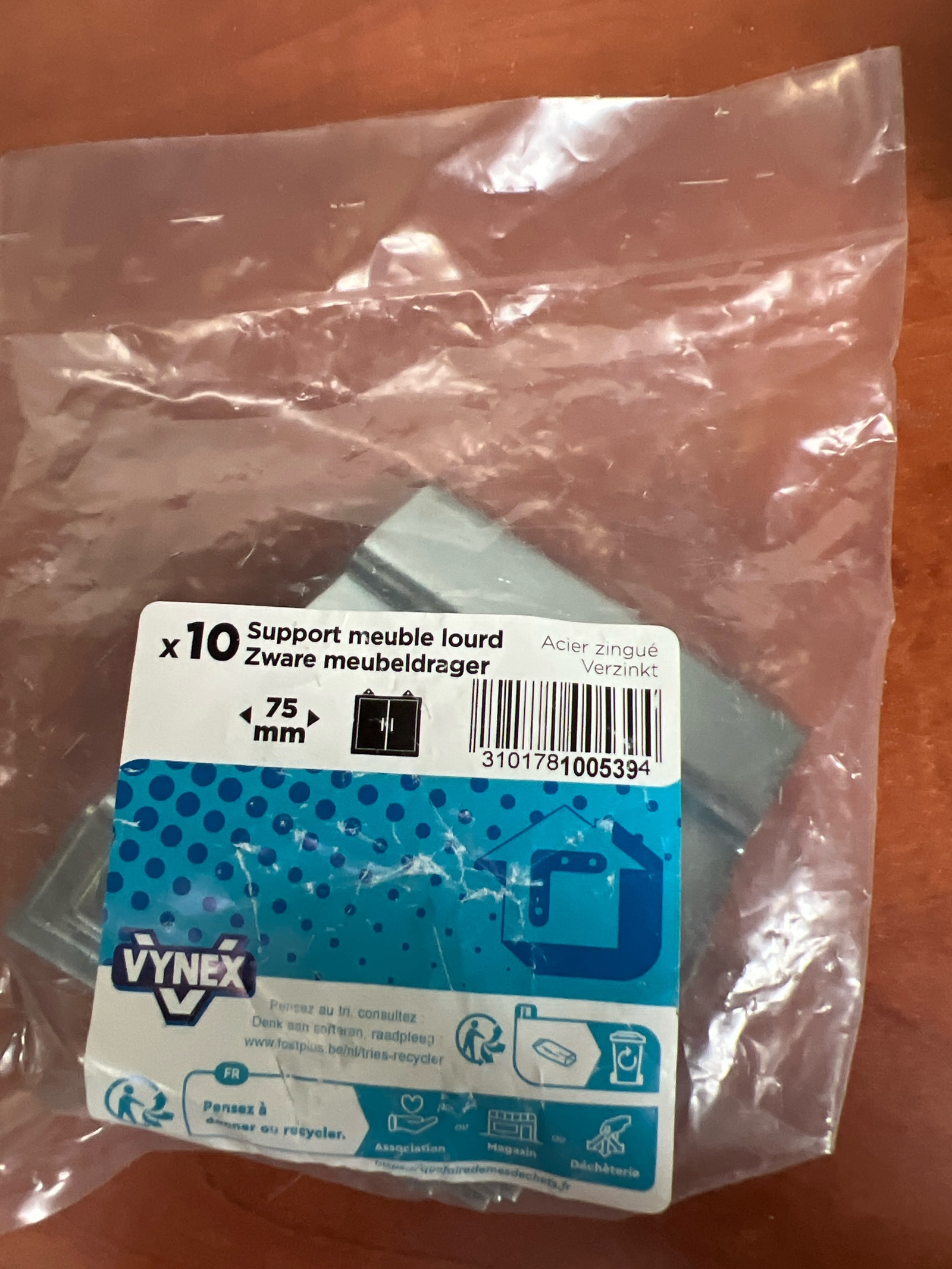 Vynex Support meuble lourd 75 mm acier zingué