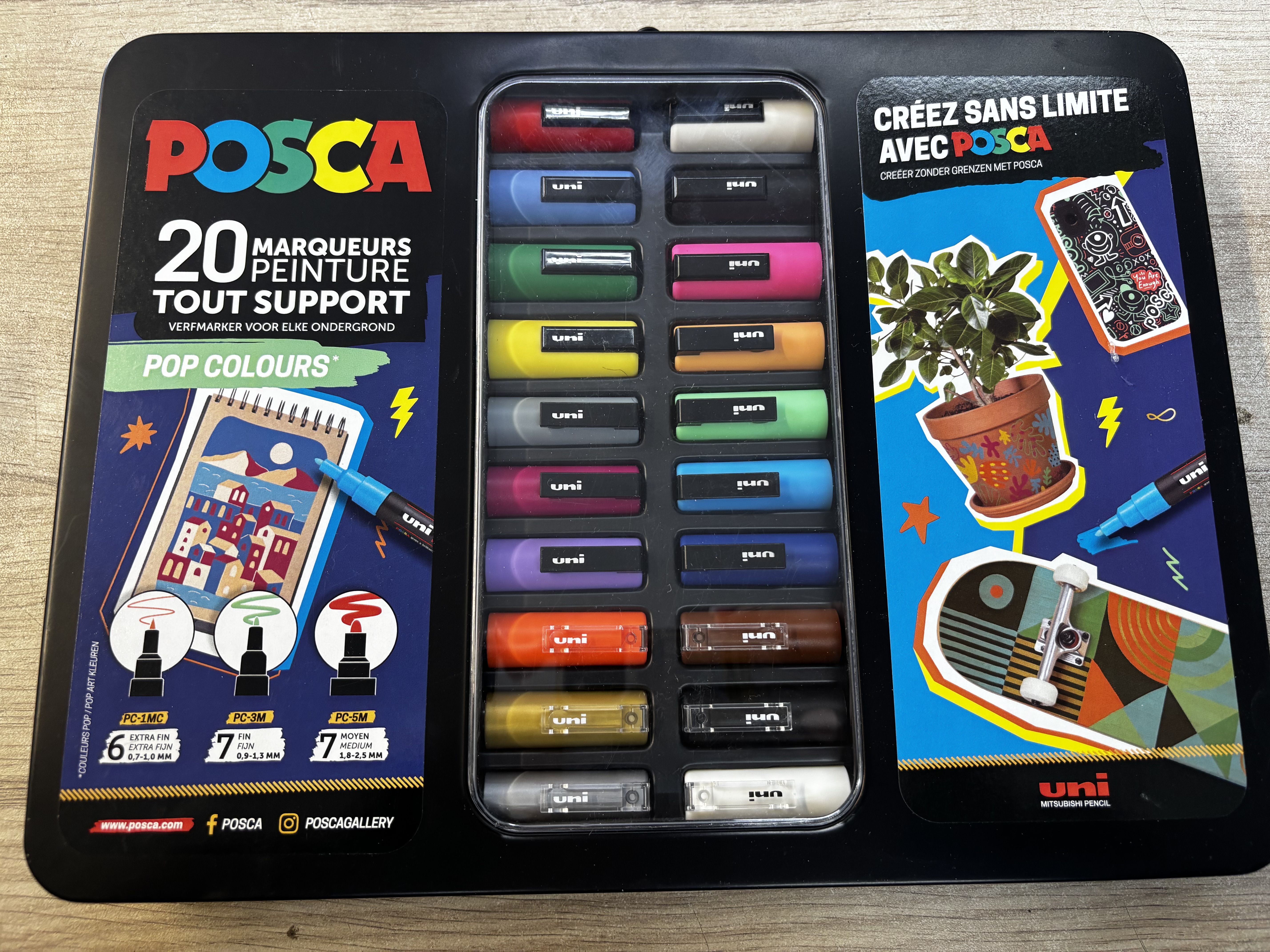 Mallette POSCA Pop Colors 20 marqueurs peinture tout support