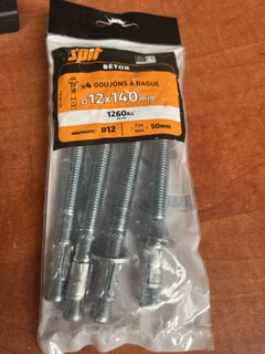 Spit lot de 4 goujons à bague à expansion acier 12 x 140 mm béton FIX3 1265
