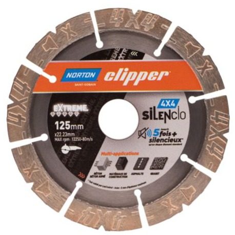 Disque diamant Norton Clipper 4x4 Silencio 125 x 22,23 mm