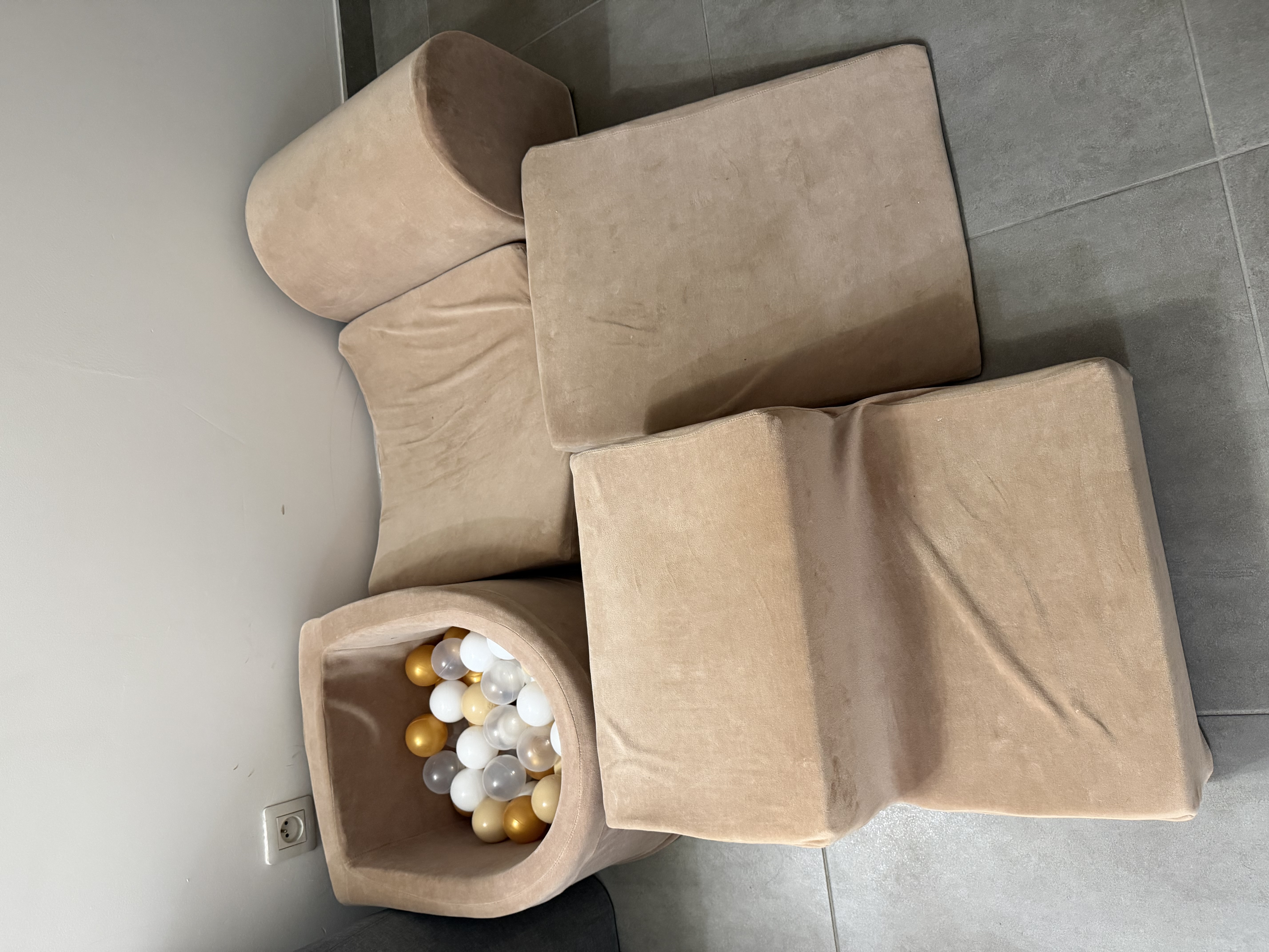 Parcours de motricité enfant en mousse effet velours beige — photo 2