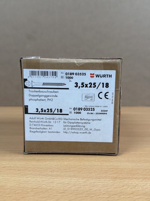 Würth vis placo 3,5x25/18 boîte de 1000 réf. 018903525