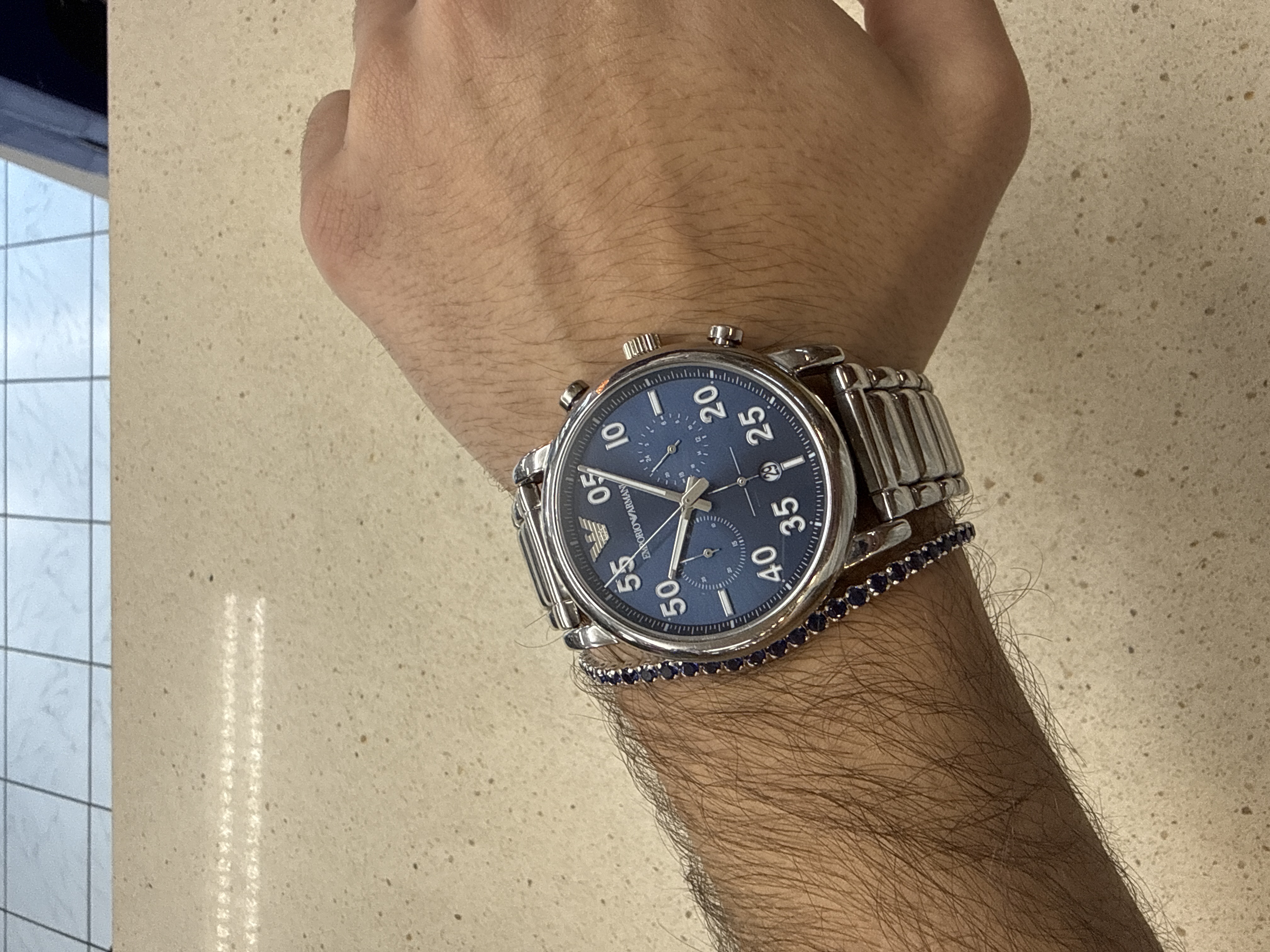 Montre Emporio Armani AR11132 chronographe à bracelet acier, cadran bleu — photo 3