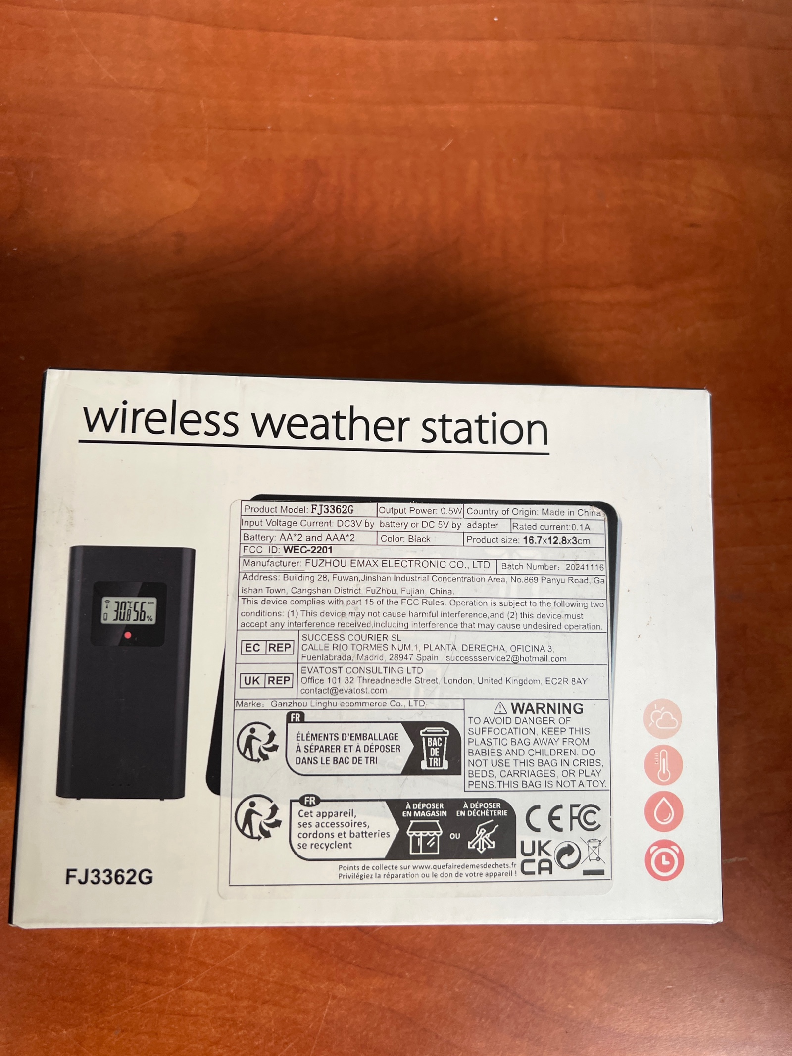 Station météo sans fil FJ3362G — photo 2