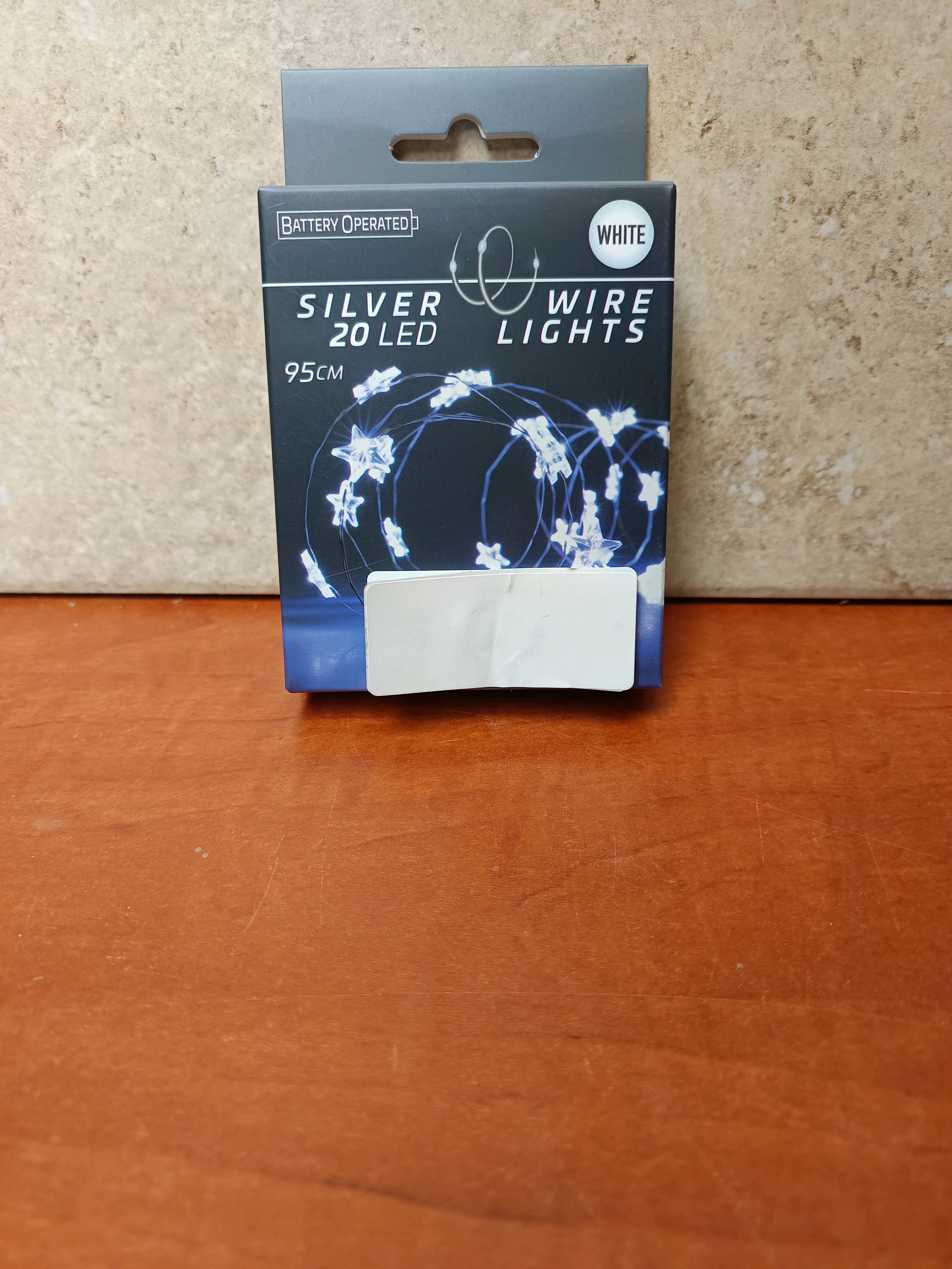 Guirlande lumineuse fil argenté 20 LED 95 cm - blanc, à piles