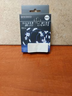 Guirlande lumineuse fil argenté 20 LED 95 cm - blanc, à piles