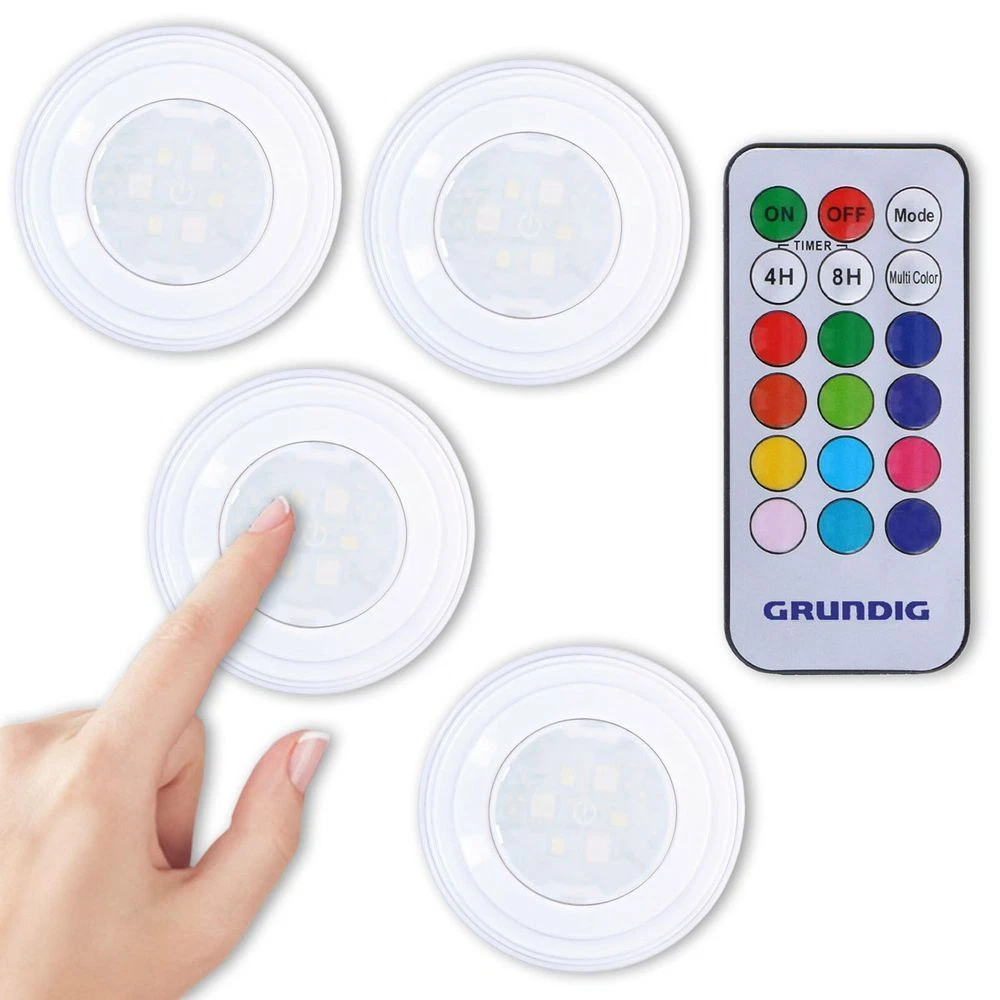 Grundig lot de 4 spots LED sans fil avec télécommande