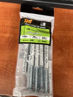 SPIT kit 10 chevilles traversantes avec vis acier Ø10 x 80 mm