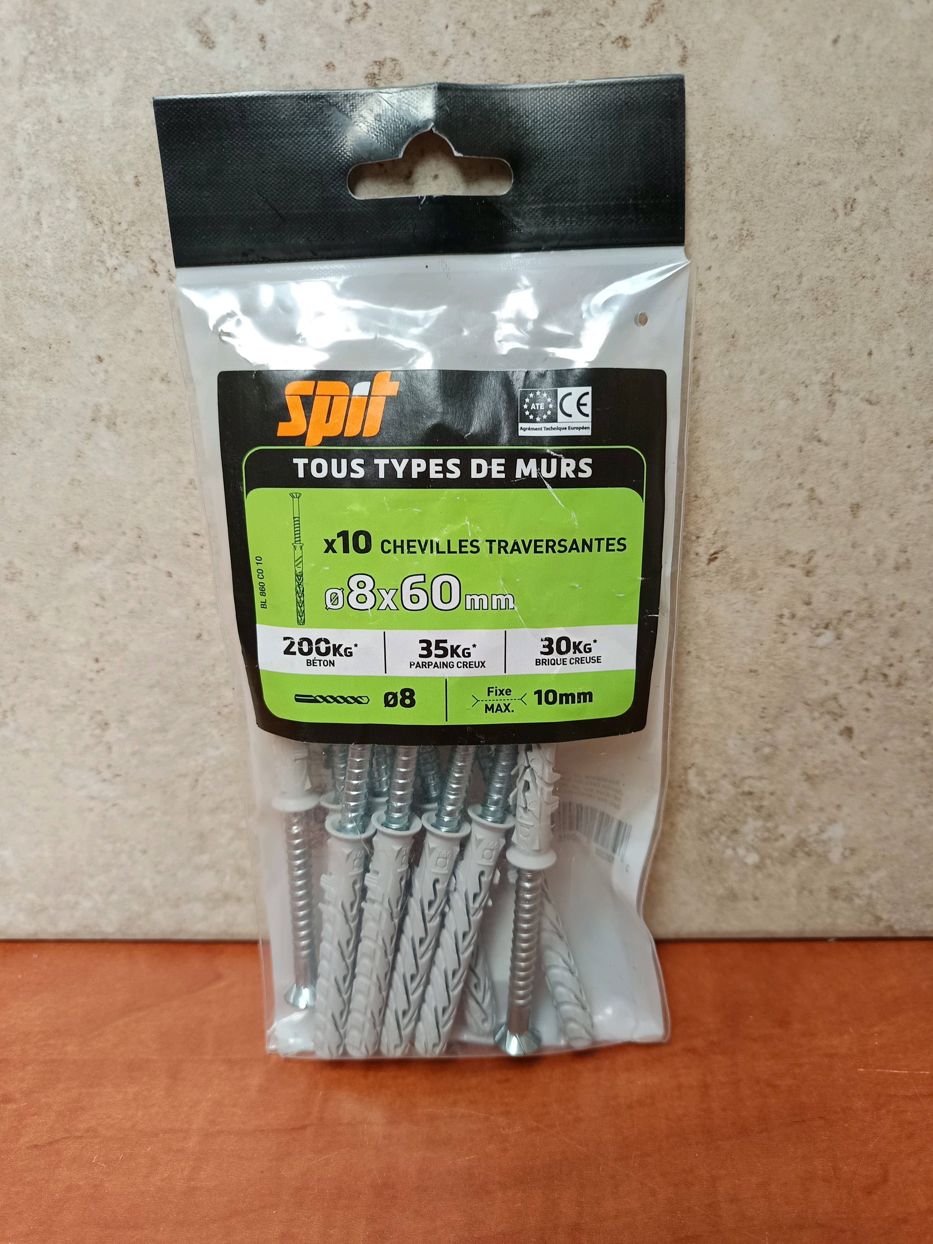 Spit chevilles traversantes Ø8x60 mm (x10)