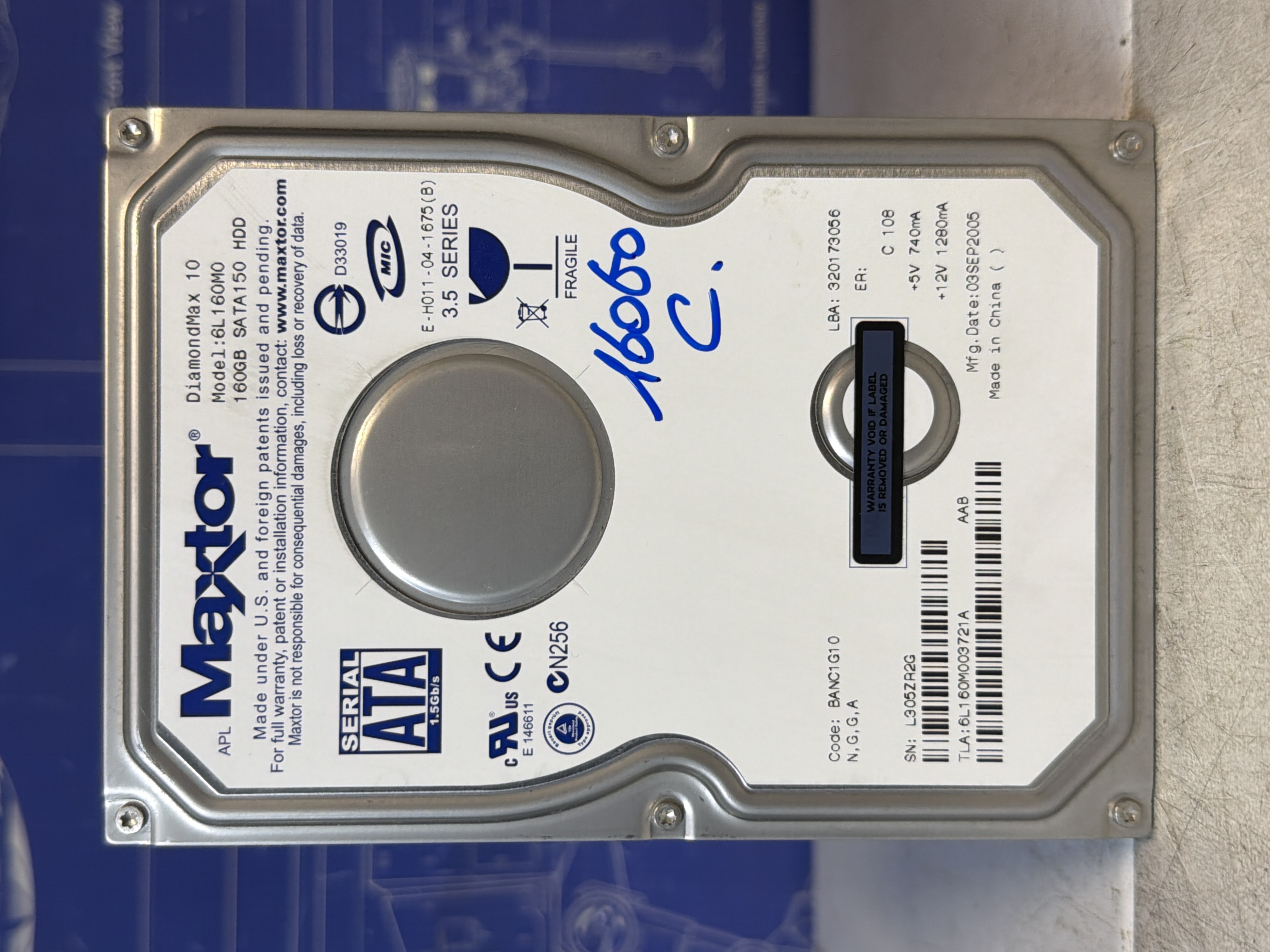 Disque dur interne Maxtor DiamondMax 10 160 Go SATA