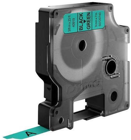 Ruban Dymo D1 9 mm x 7 m noir sur vert S0720740