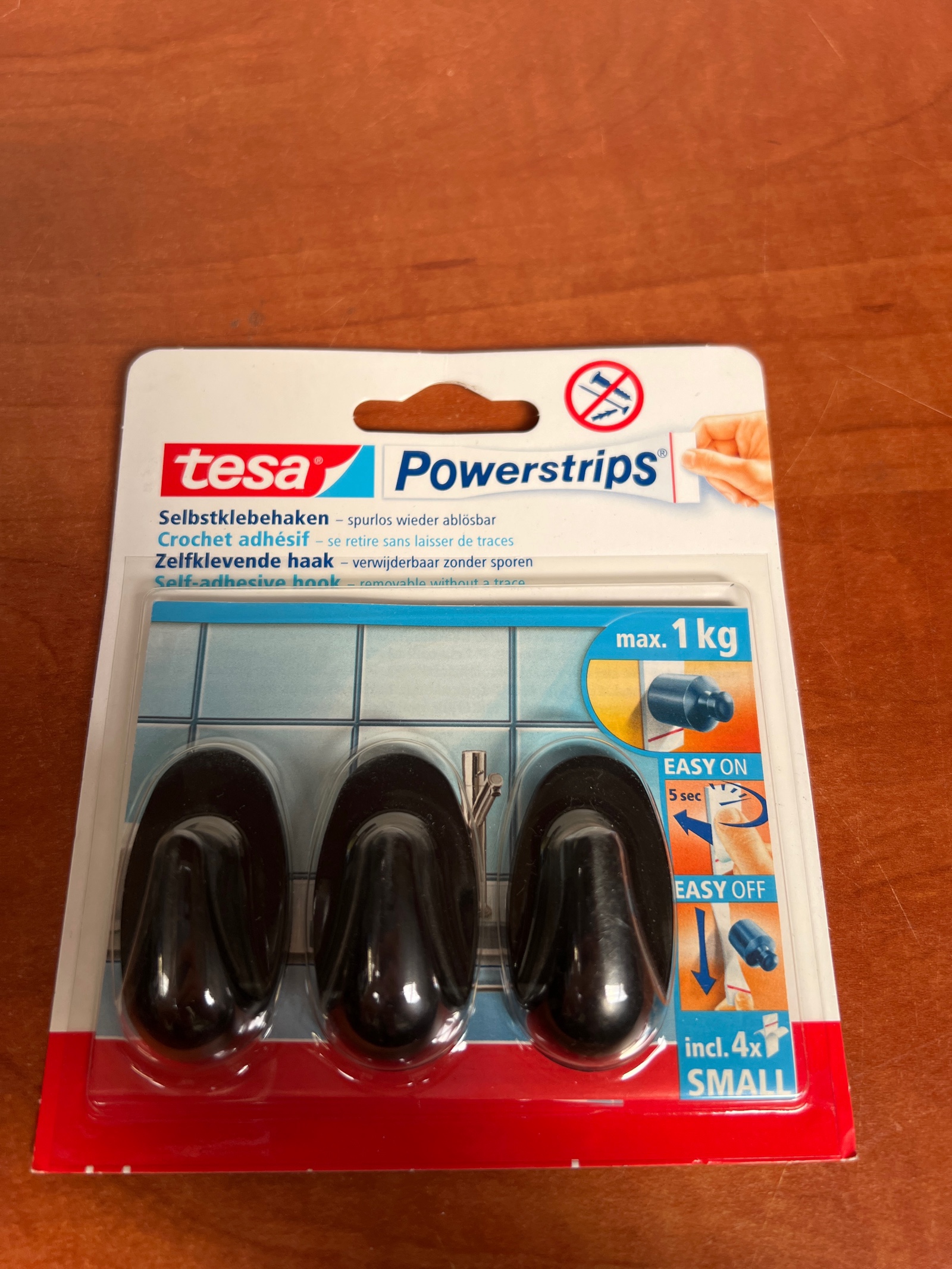 Tesa Powerstrips crochets adhésifs Small noirs (x3) - 1 kg max