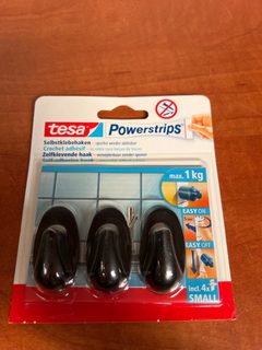 Tesa Powerstrips crochets adhésifs Small noirs (x3) - 1 kg max