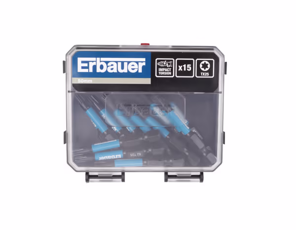 Lot de 15 embouts torsion impact tx25, Diam. 50 mm - Erbauer