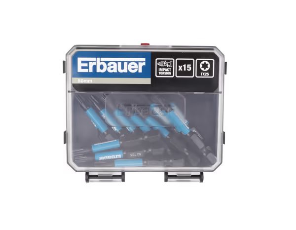 Lot de 15 embouts torsion impact tx25, Diam. 50 mm - Erbauer