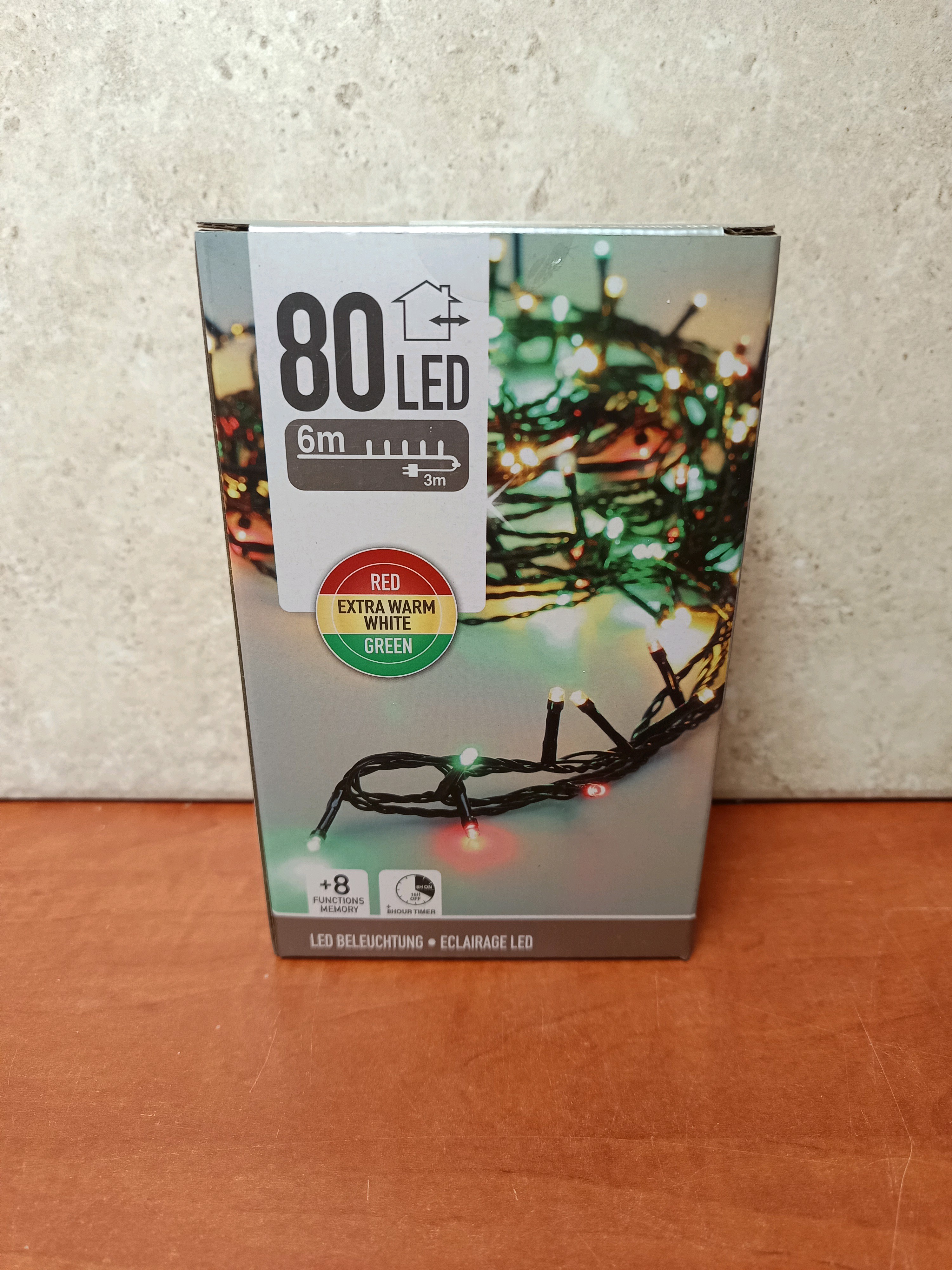 Guirlande lumineuse 80 LED 6 m (rouge, blanc extra chaud, vert)