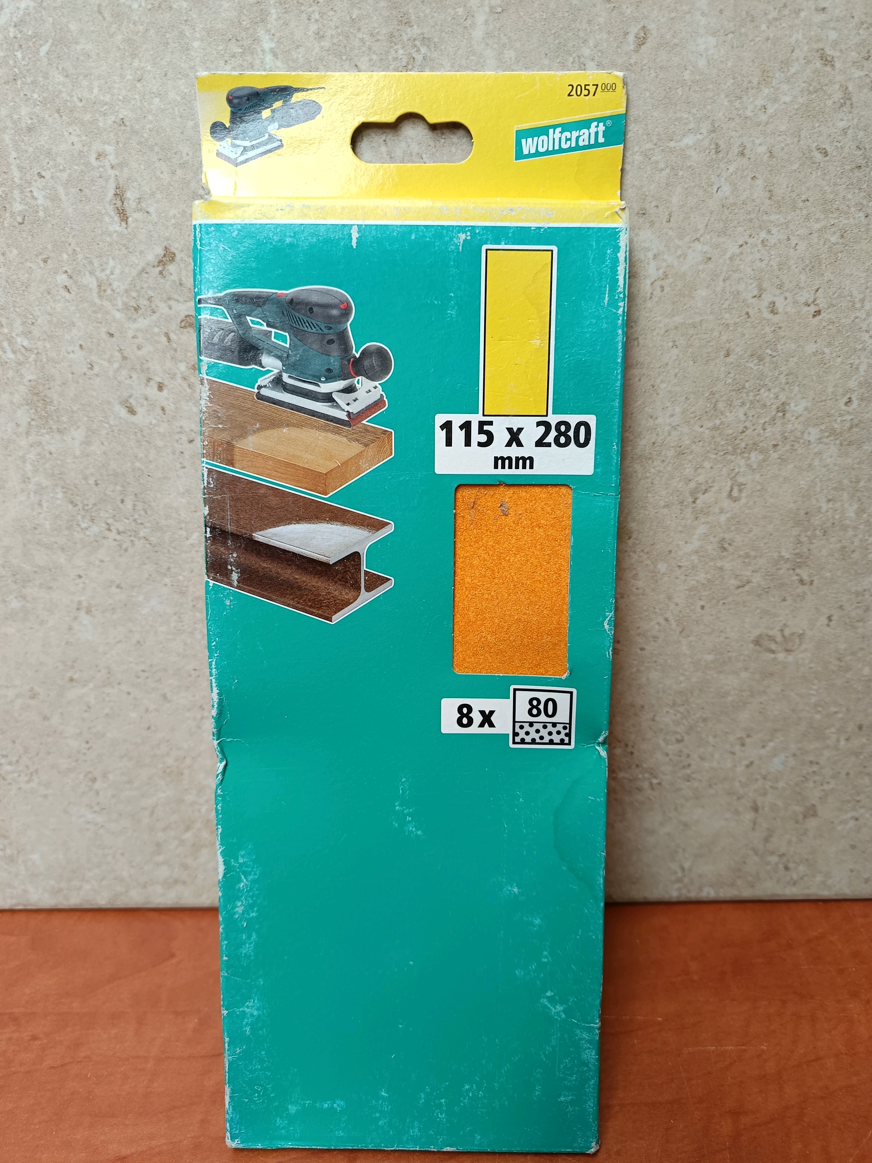 Wolfcraft papier abrasif 115 x 280 mm grain 80 (x8)