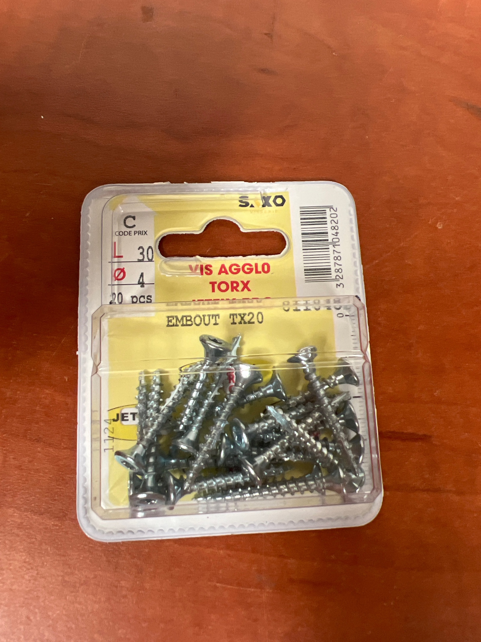 Vis agglo Torx 4x30 mm - embout TX20 - 20 pcs
