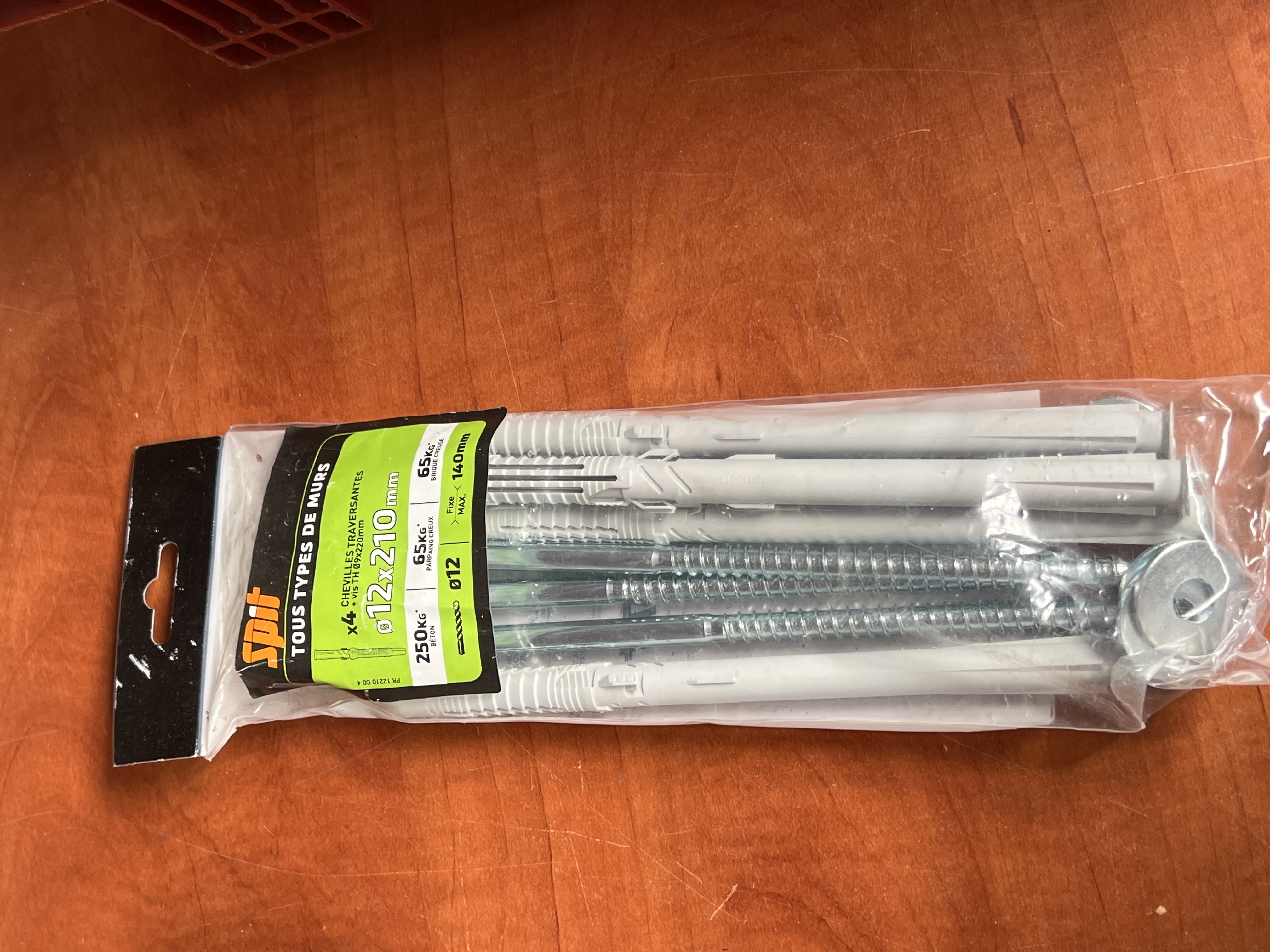 Lot de 4 chevilles universelles SPIT Prolong 12 x 210 mm avec vis