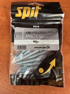 SPIT lot de 10 pitons de réhabilitation RM6 M6 x 68 mm