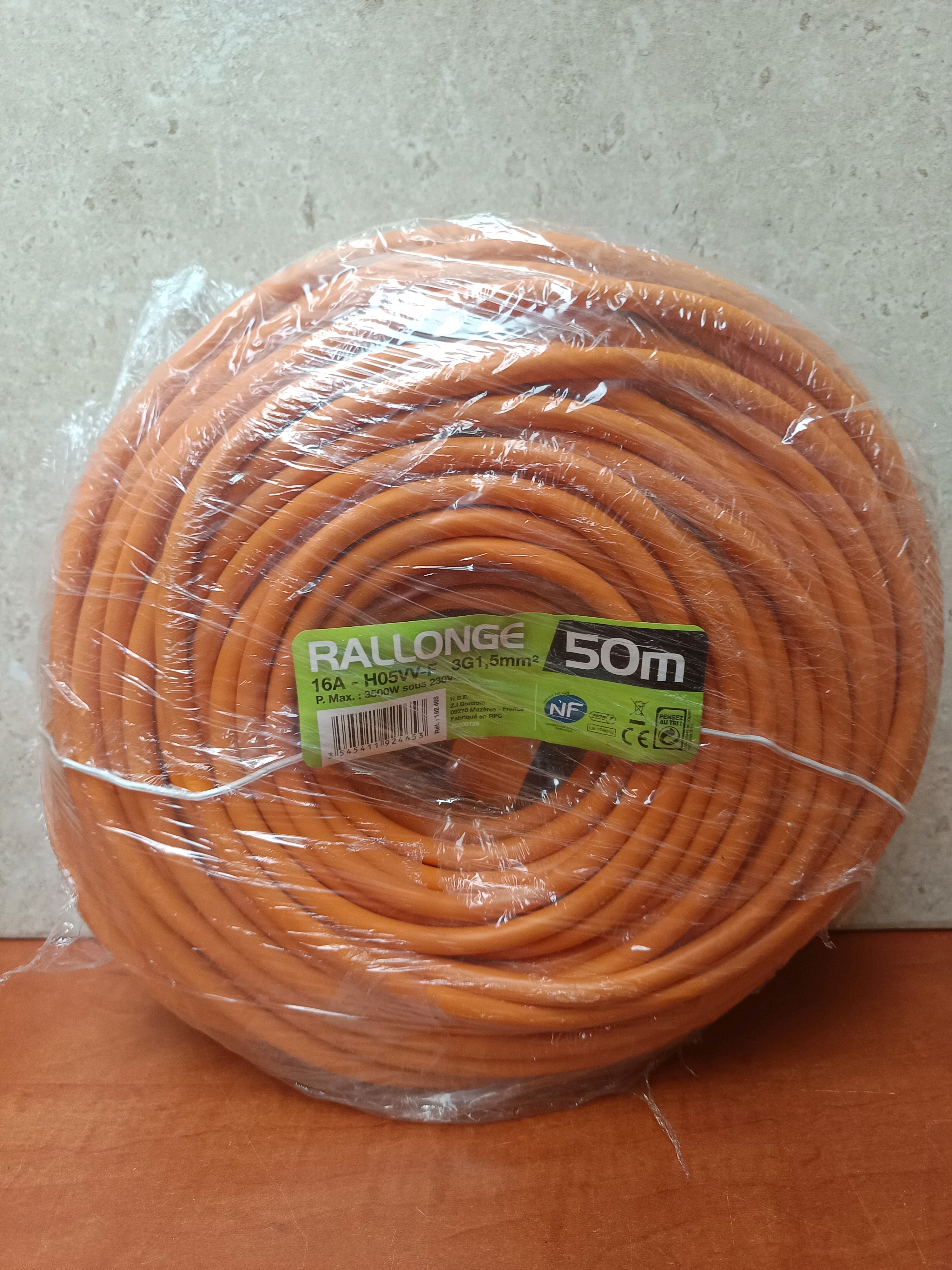 Rallonge électrique 50 m 16 A H05VV-F 3G1,5