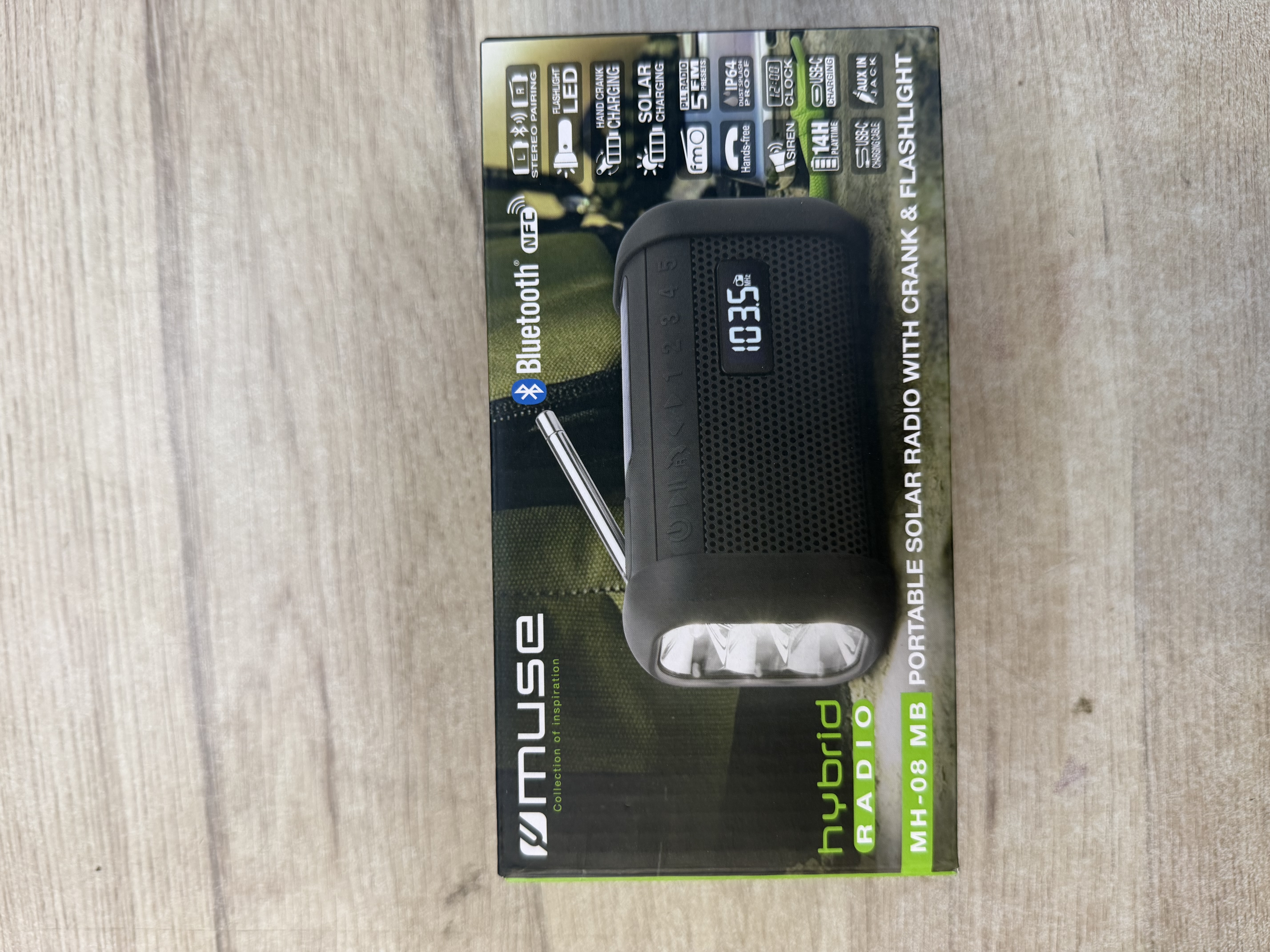 Radio portable Bluetooth Muse MH-08 MB solaire avec lampe torche