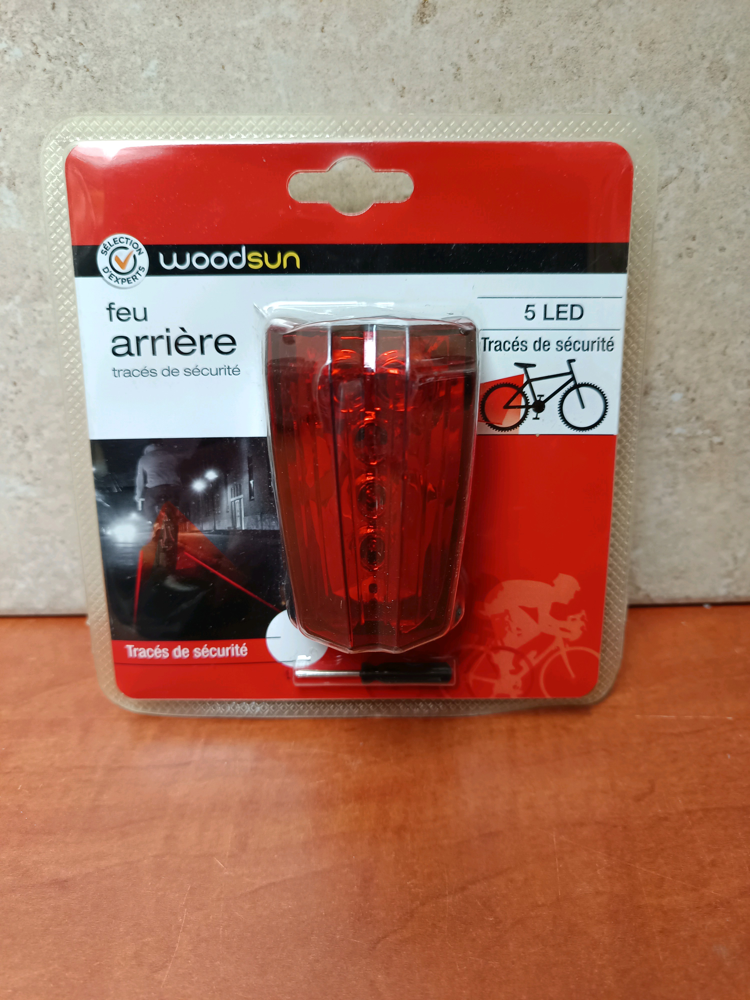 Woodsun feu arrière vélo 5 LED tracés de sécurité