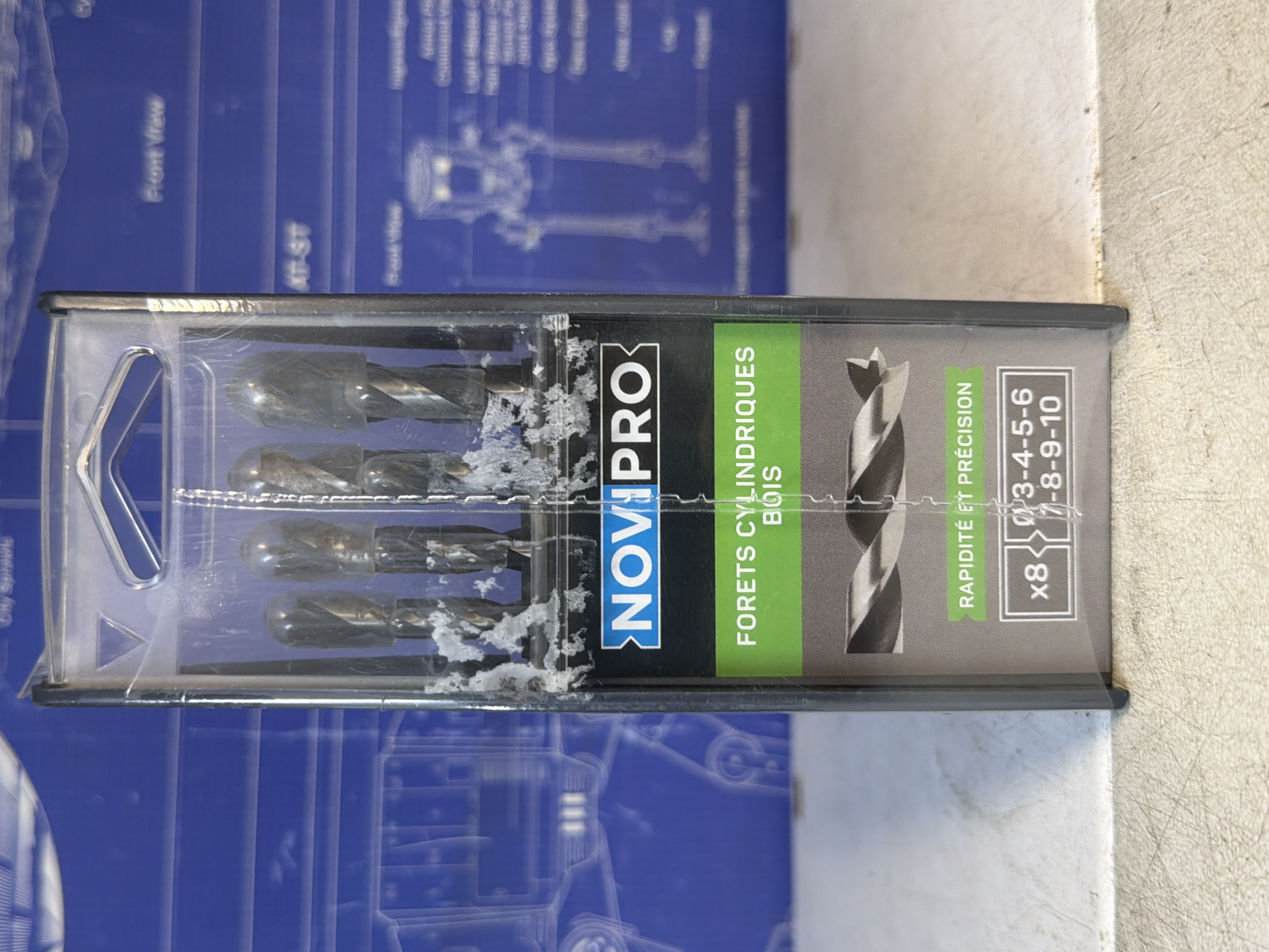 Novipro coffret 8 mèches à bois pour perceuse 3 à 10 mm
