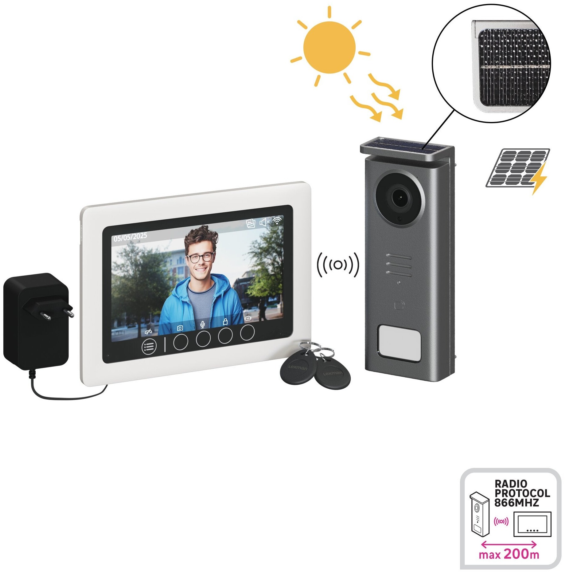 Visiophone sans fil solaire Lexman écran 7 pouces
