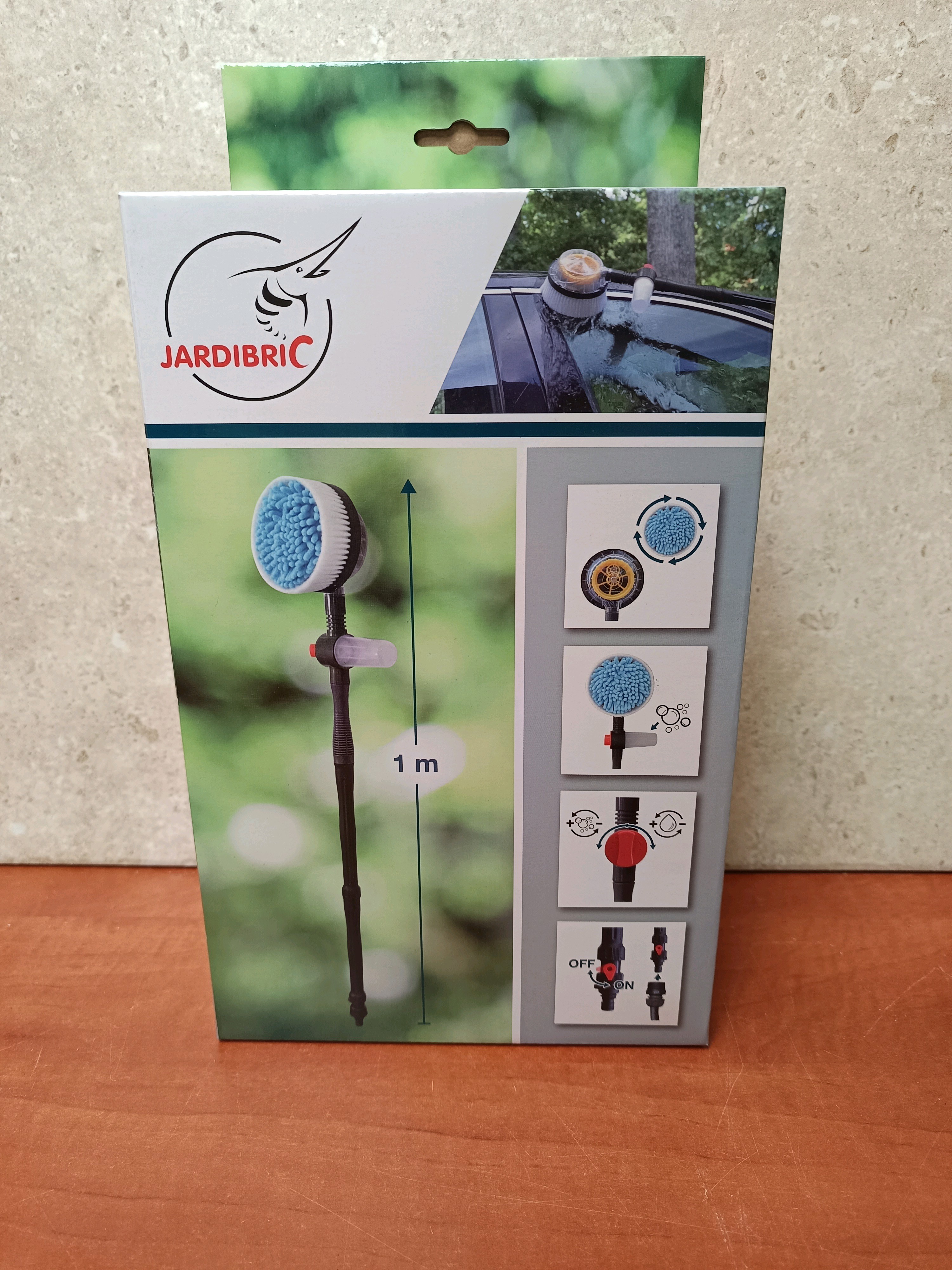 JARDIBRIC AMT1S brosse de lavage à manche 1 m pour tuyau d’arrosage