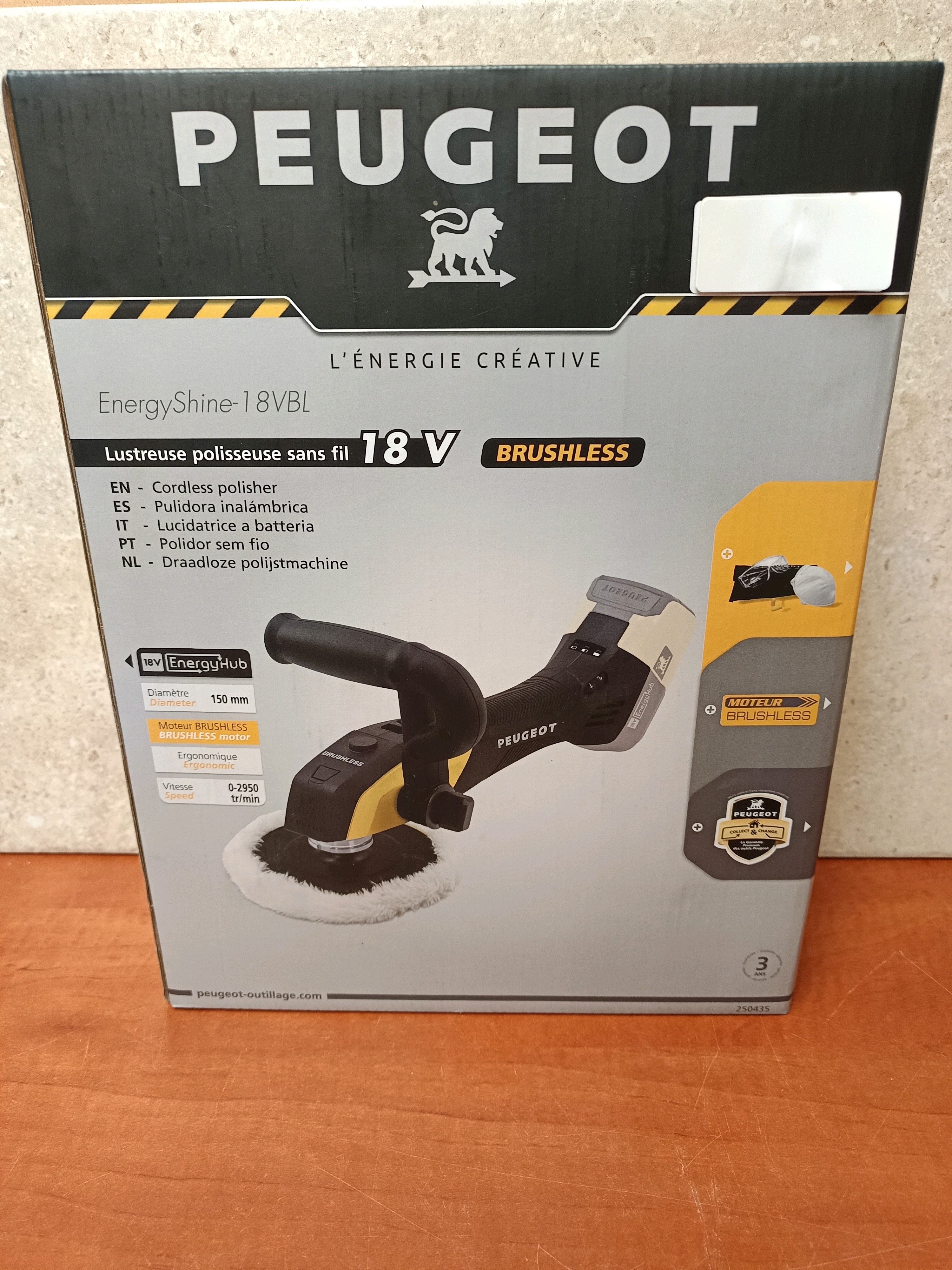 Peugeot EnergyShine-18VBL lustreuse polisseuse sans fil 18V Brushless
