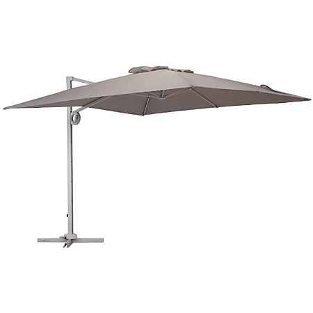 Parasol excentré 3x3 beige chiné mât aluminium