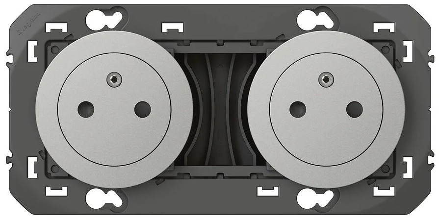Legrand Dooxie plaque 2 postes effet aluminium 600852