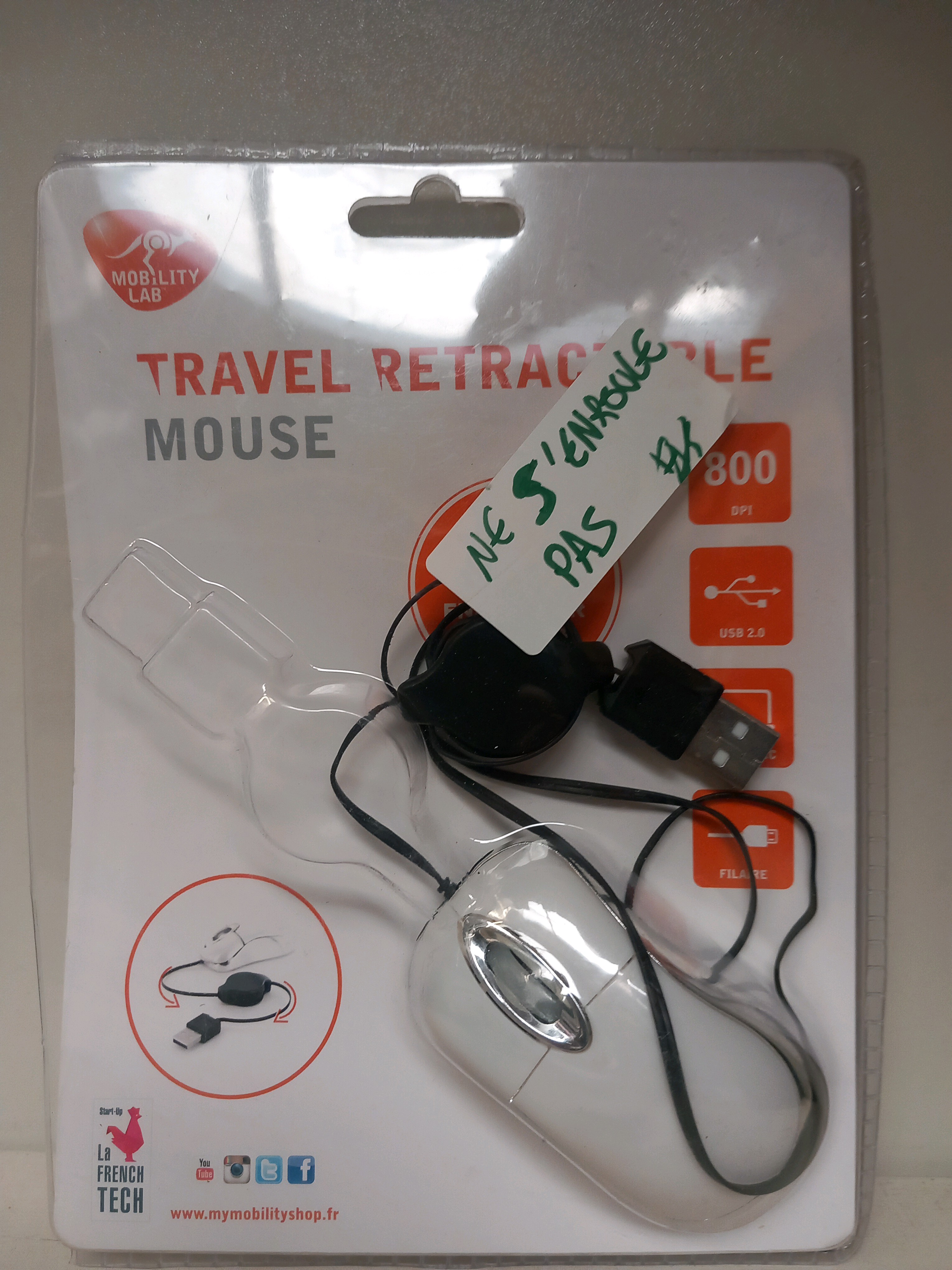 Souris filaire Mobility Lab Travel Retractable Mouse (USB)