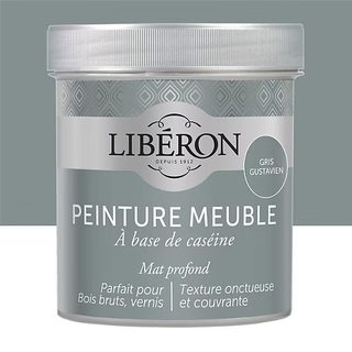 Peinture meuble Libéron à base de caséine gris gustavien mat profond 500 ml