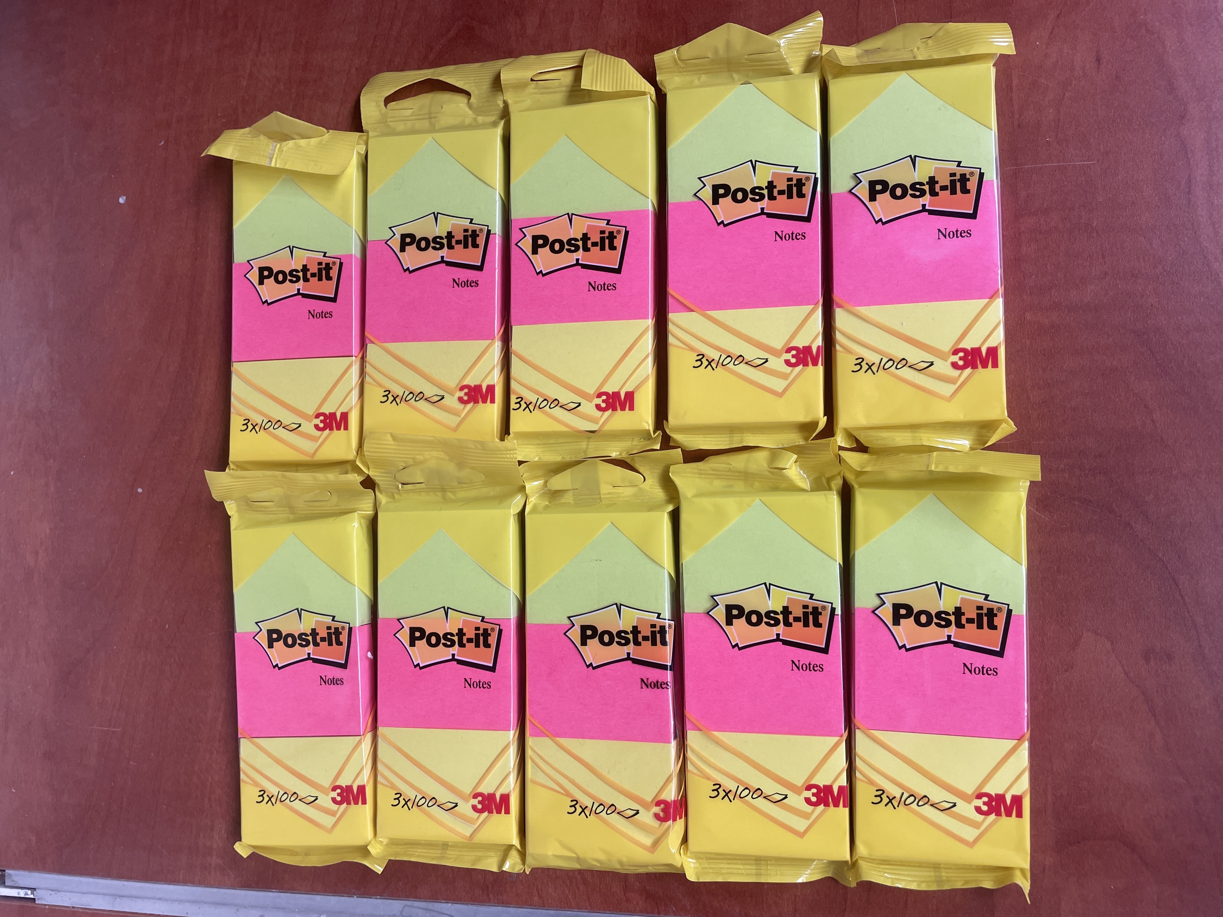 Lot de 10 paquets Post-it notes 38 x 51 mm 3 x 100 feuilles