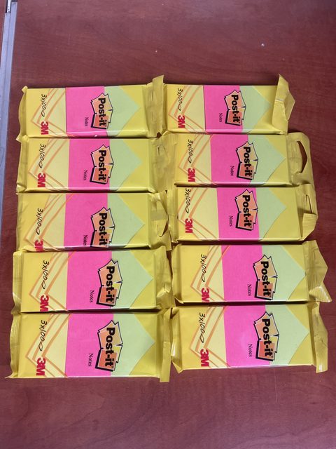 Lot de 10 paquets Post-it notes 38 x 51 mm 3 x 100 feuilles