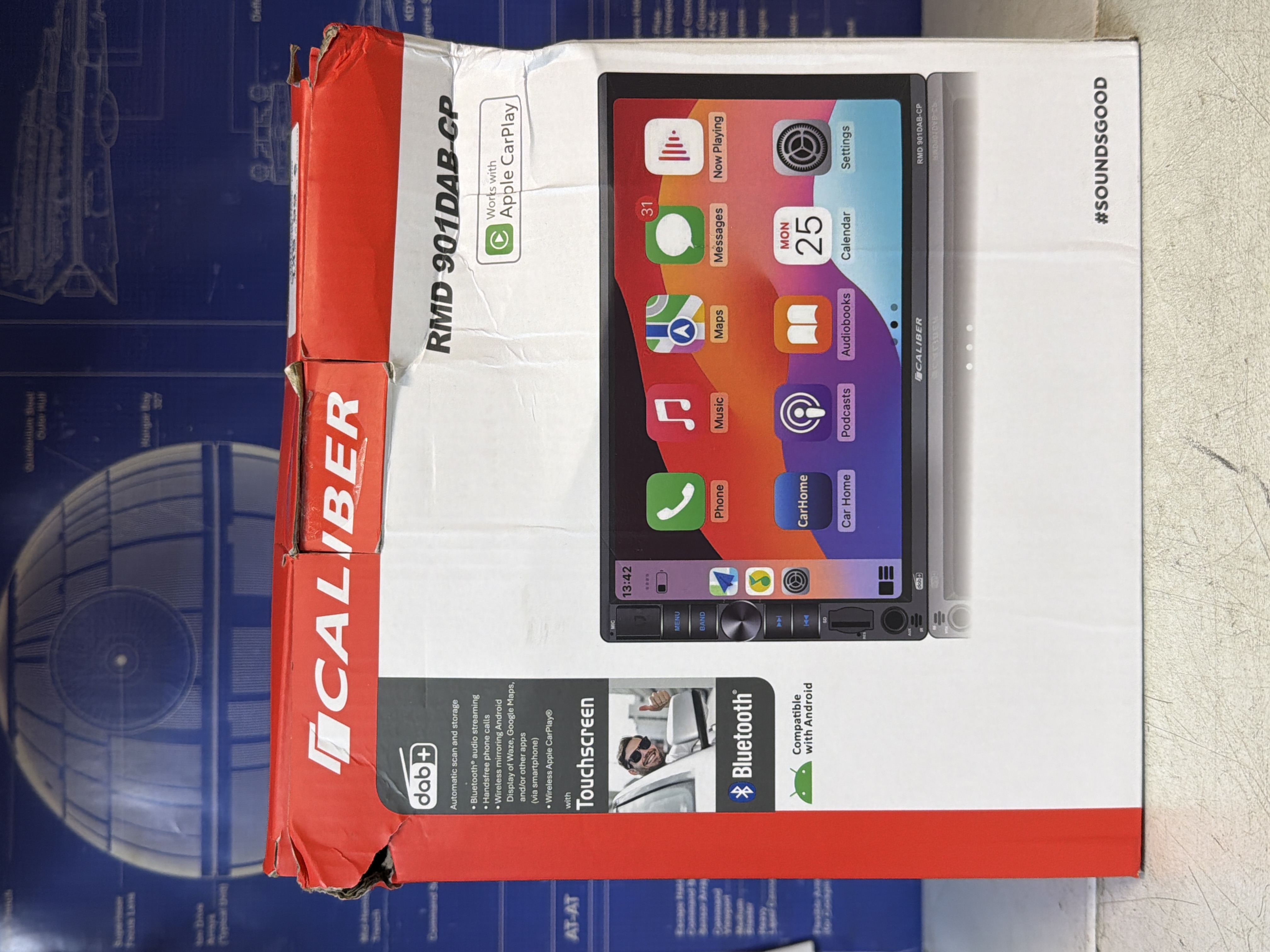 Caliber RMD901DAB autoradio avec Apple CarPlay, DAB+, Bluetooth et écran tactile