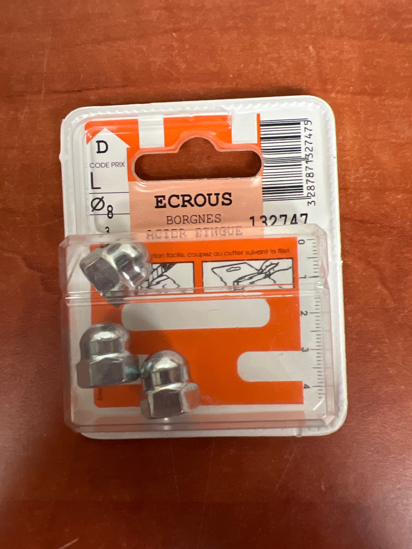 Écrous borgnes acier zingué Ø8 (M8)