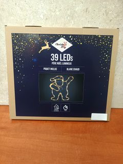Père Noël lumineux 39 LEDs blanc chaud, piquet inclus