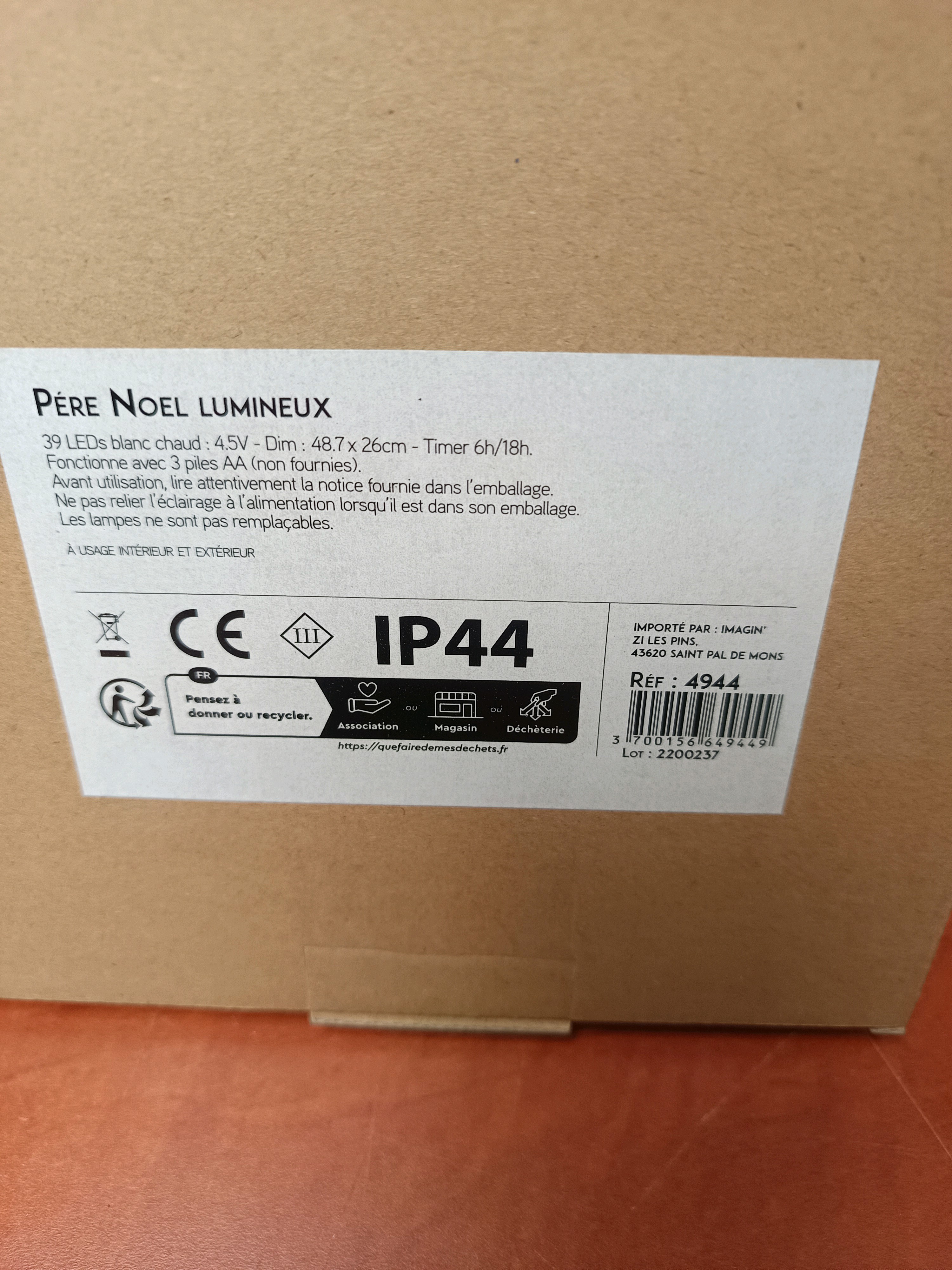 Père Noël lumineux 39 LEDs blanc chaud, piquet inclus — photo 2