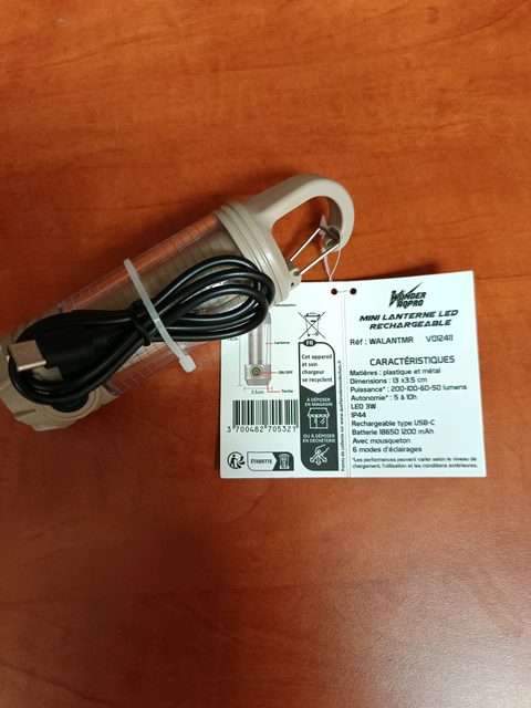Lanterne de camping LED rechargeable 200 lm avec crochet (verte)