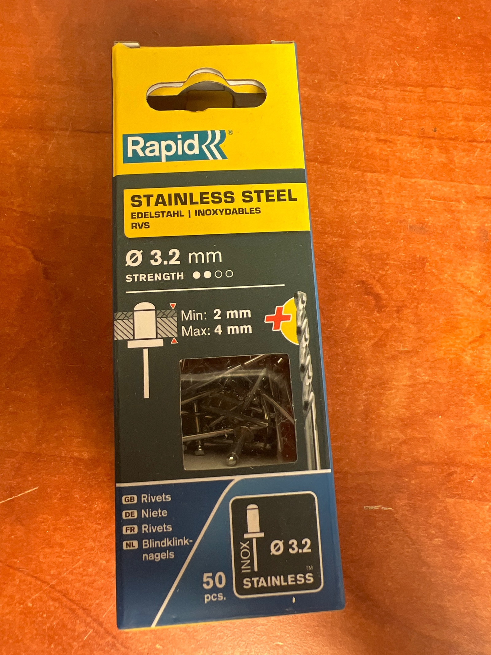 Rapid rivets en acier inoxydable Ø 3,2 mm – boîte de 50