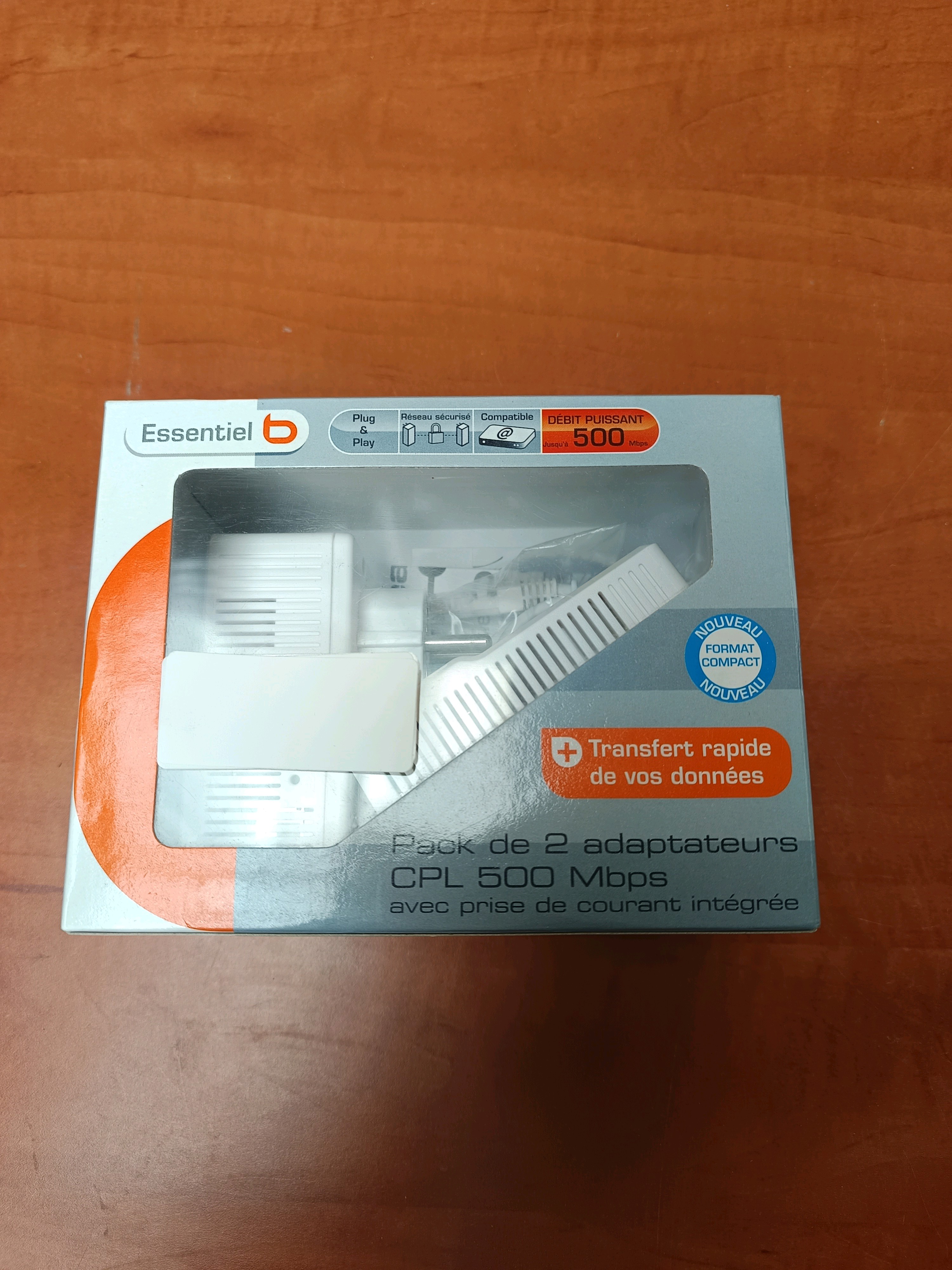 Essentiel b Pack de 2 adaptateurs CPL 500 Mbps avec prise de courant intégrée