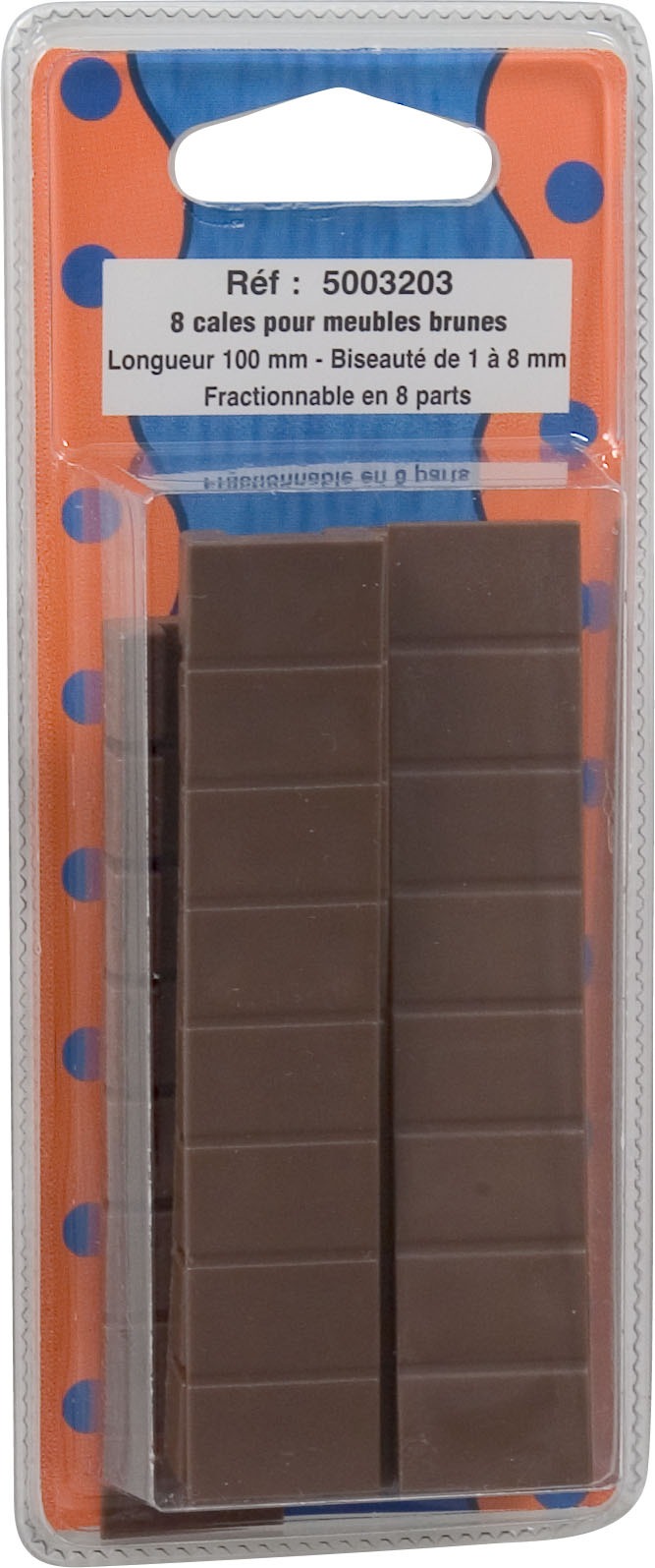BAR PLUS blister 8 cales pour meuble brun L100