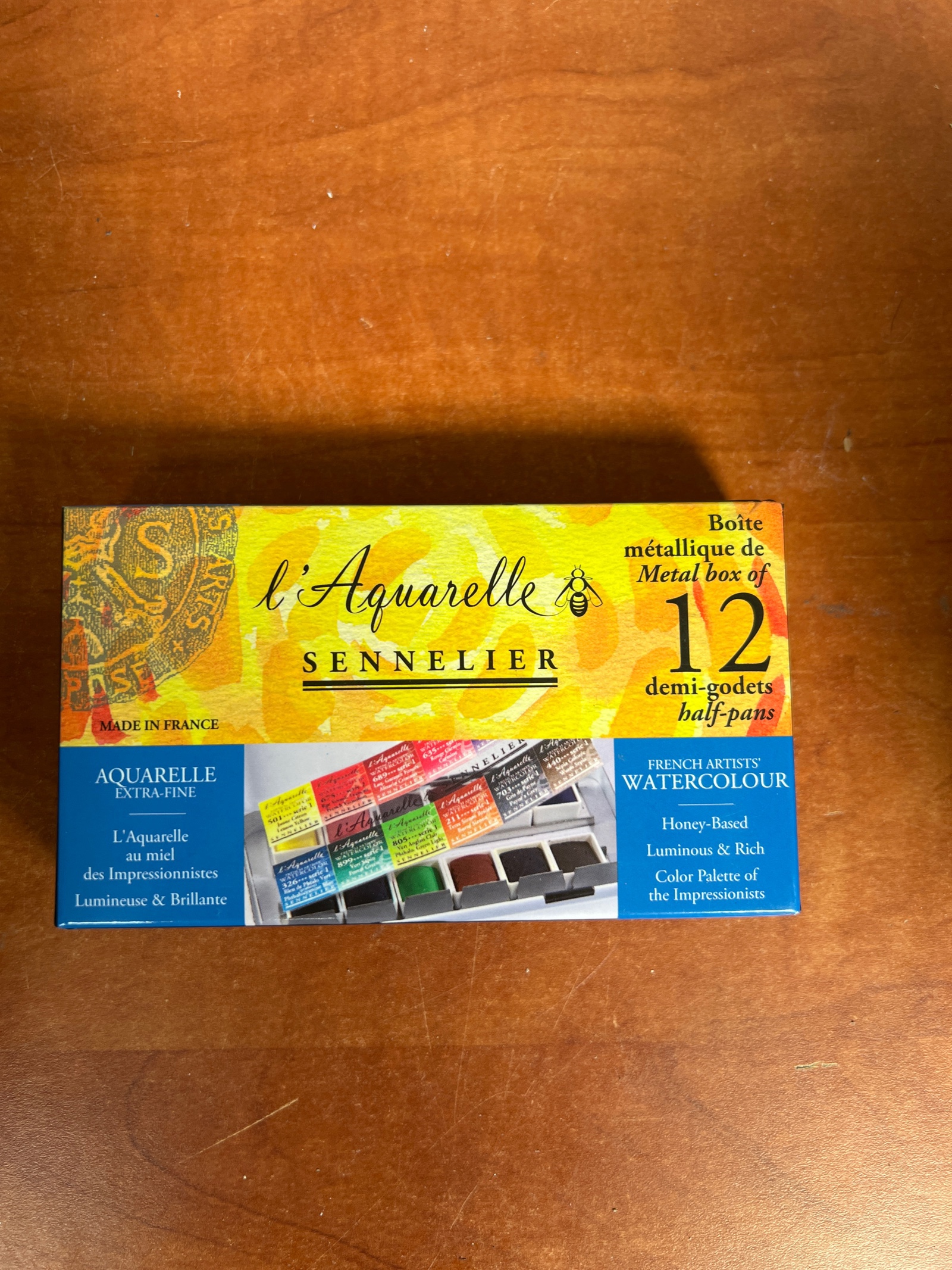 Sennelier l'Aquarelle - Boîte métallique 12 demi-godets