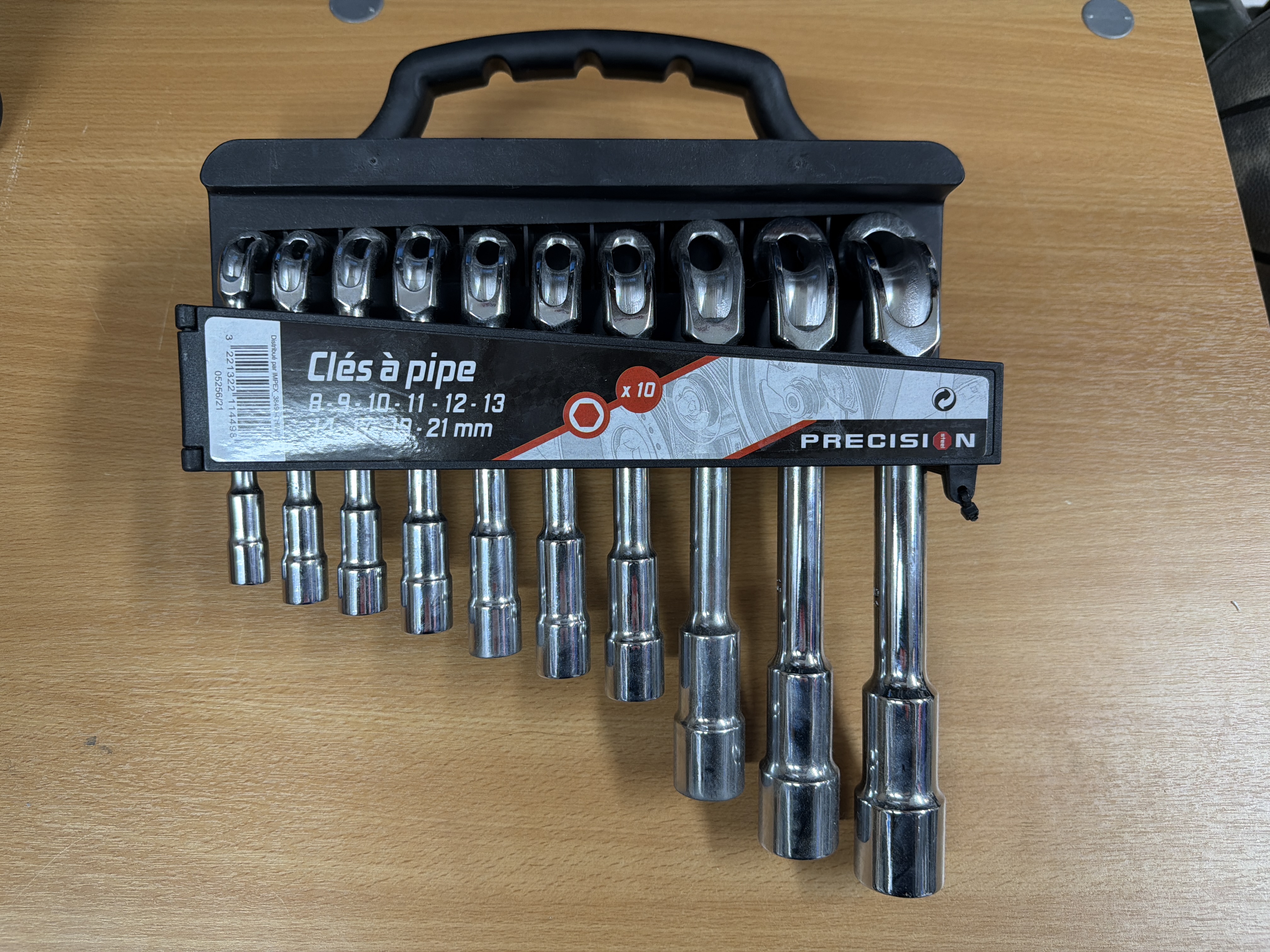 Jeu de 10 clés à pipe débouchées Precision Steel 211449 8 à 21 mm